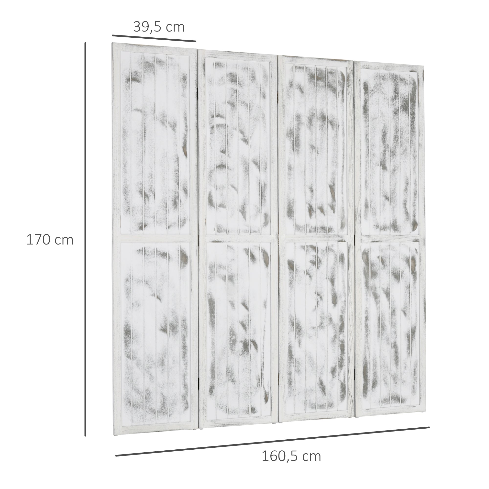 Biombo Dobrável 160,5x170cm Branco Rústico - Separador de Ambientes Elegante