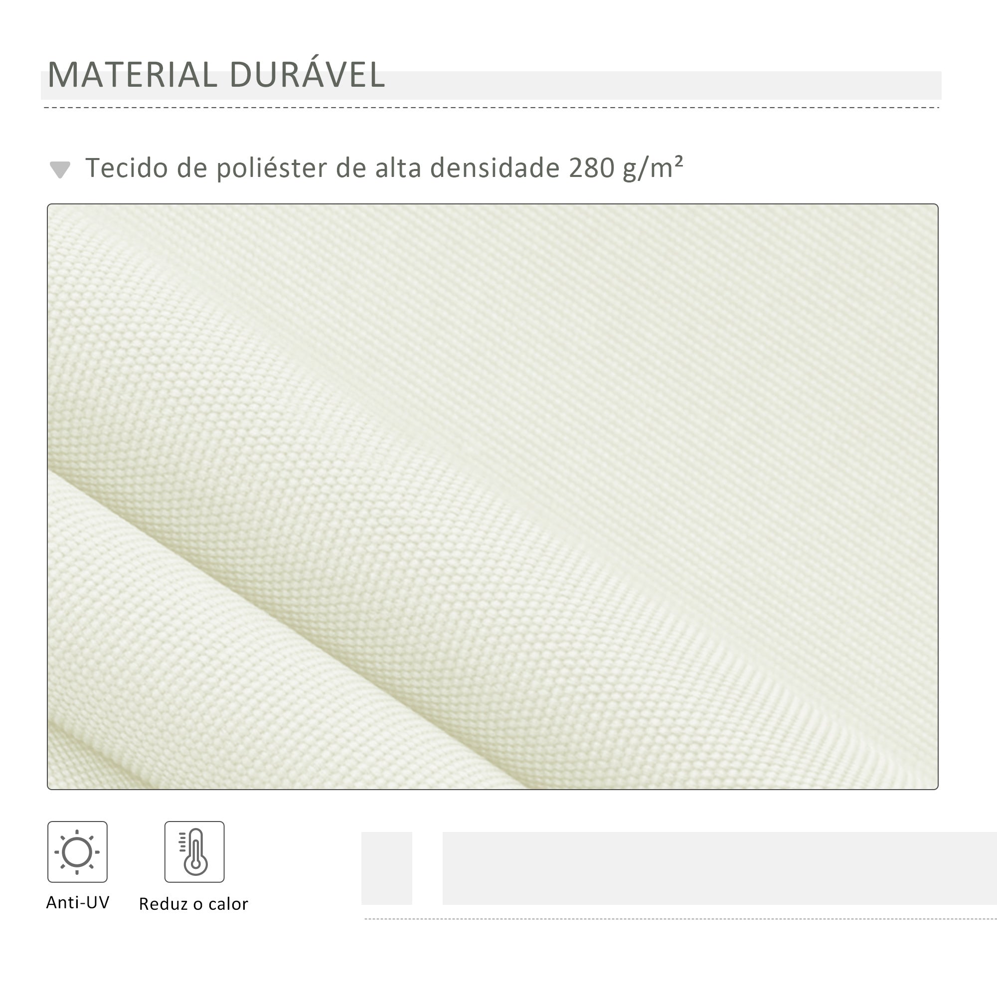 Toldo Manual 395x245 cm Branco para Varanda ou Pátio