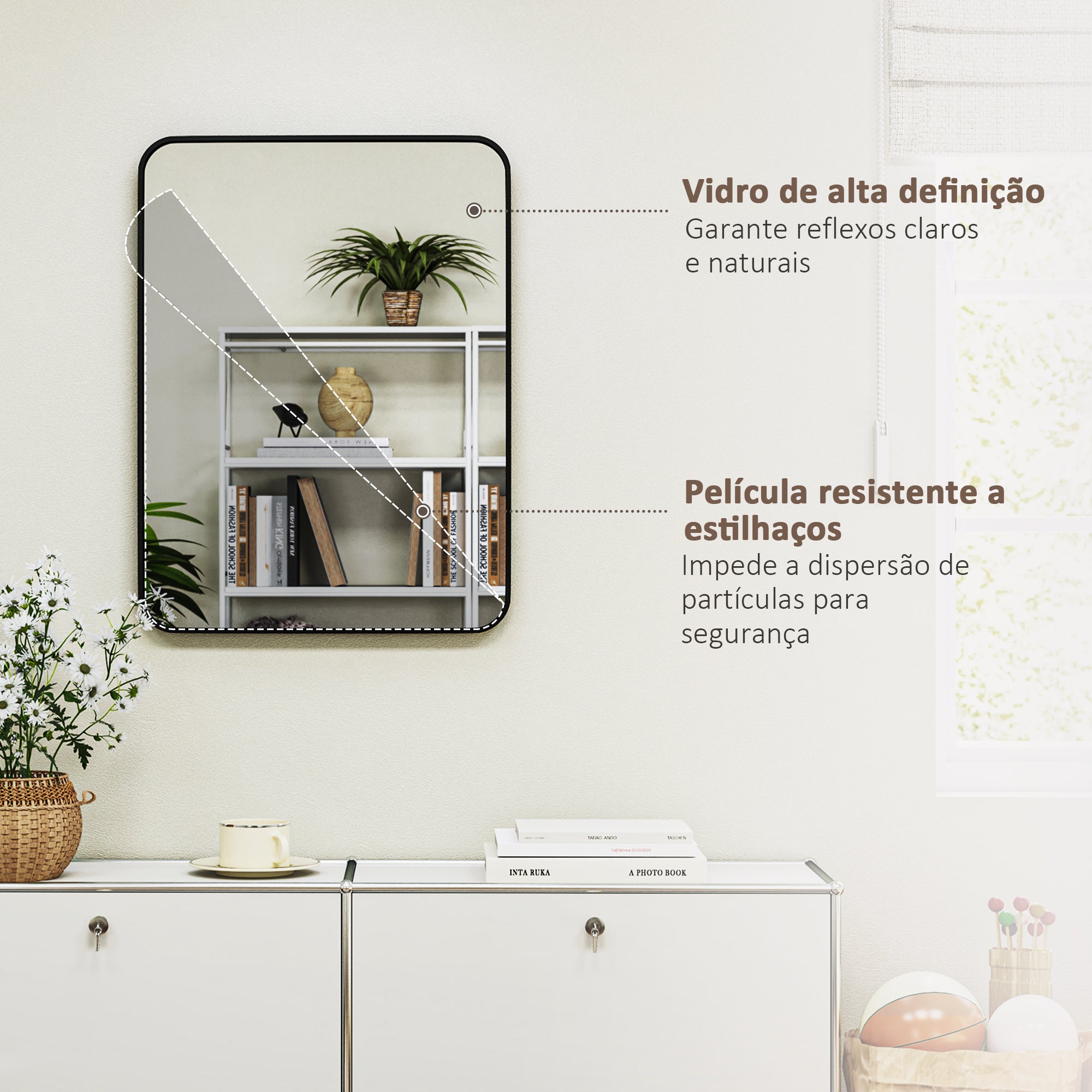 Espelho Casa de Banho 60x80 cm Preto - Elegância e Versatilidade