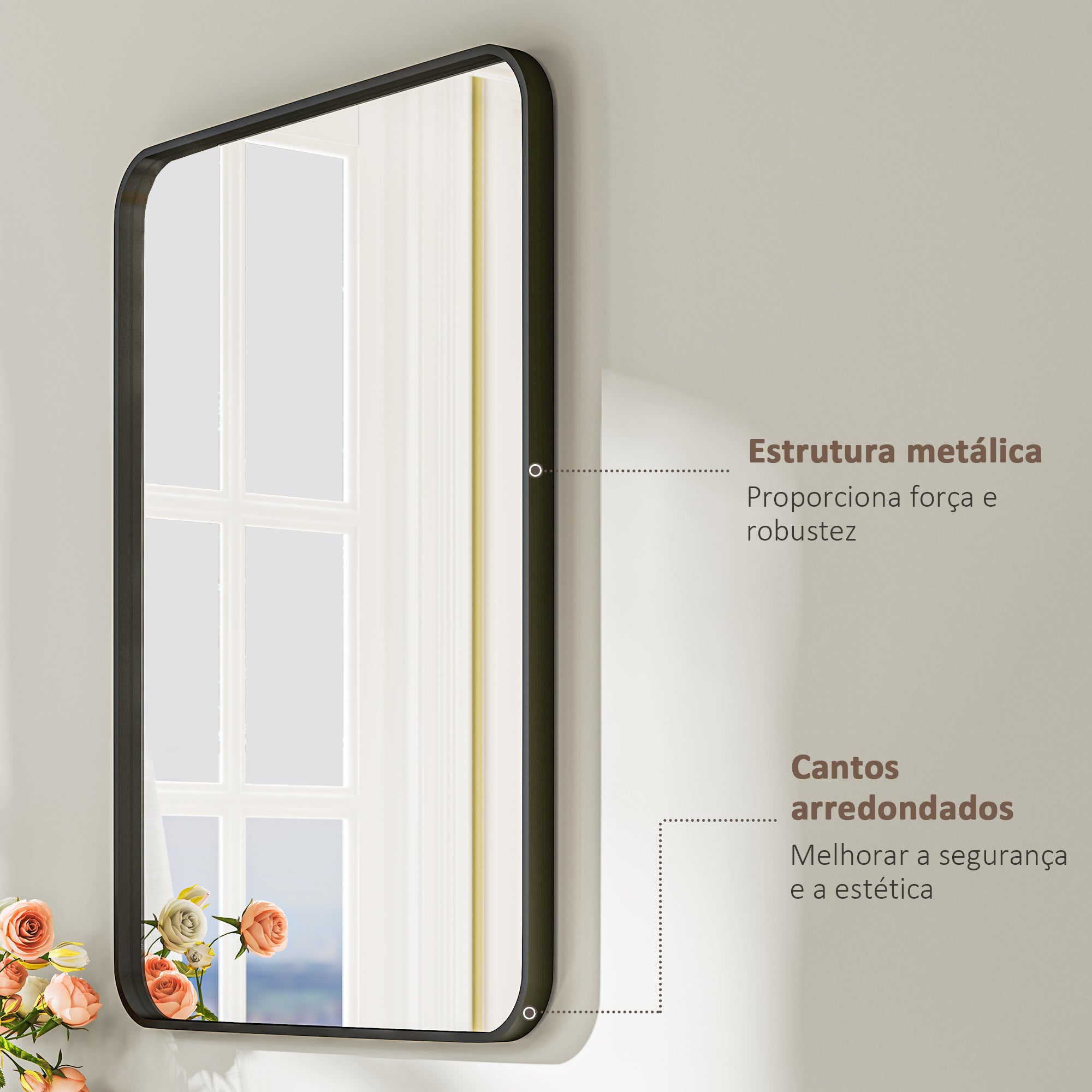 Espelho Casa de Banho 60x80 cm Preto - Elegância e Versatilidade