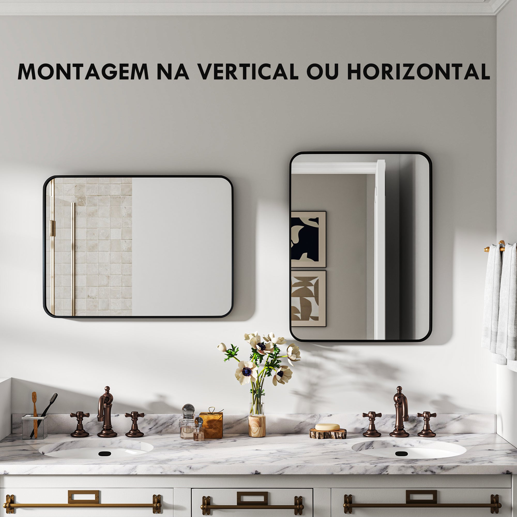 Espelho Casa de Banho 60x80 cm Preto - Elegância e Versatilidade