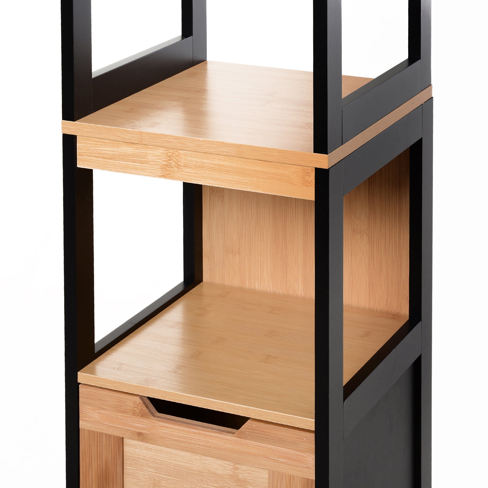 Armário Auxiliar para Banheiro – 30x30x144,3 cm – Negro – MDF e Bambu