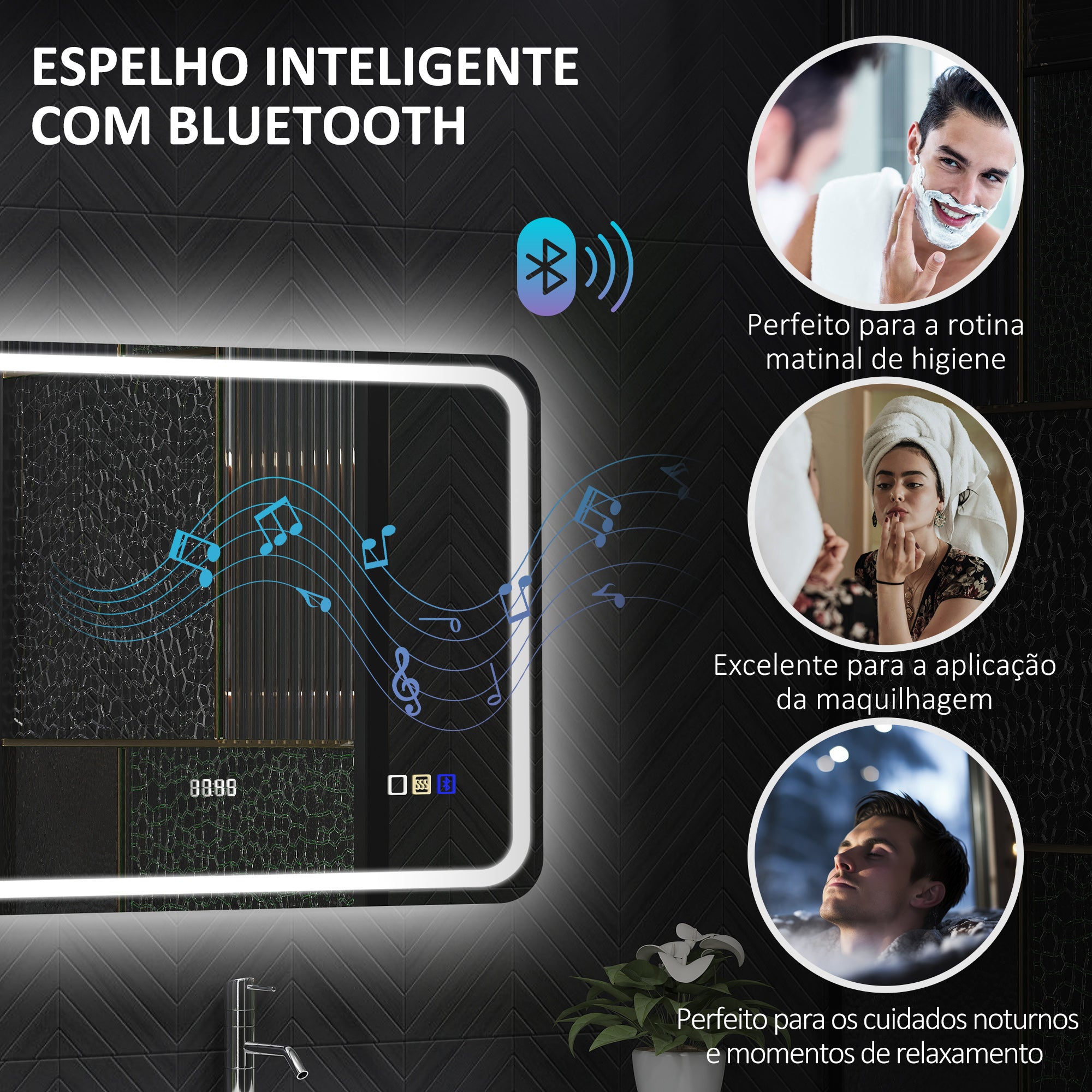 Espelho de Casa de Banho LED 80x60 cm Prateado
