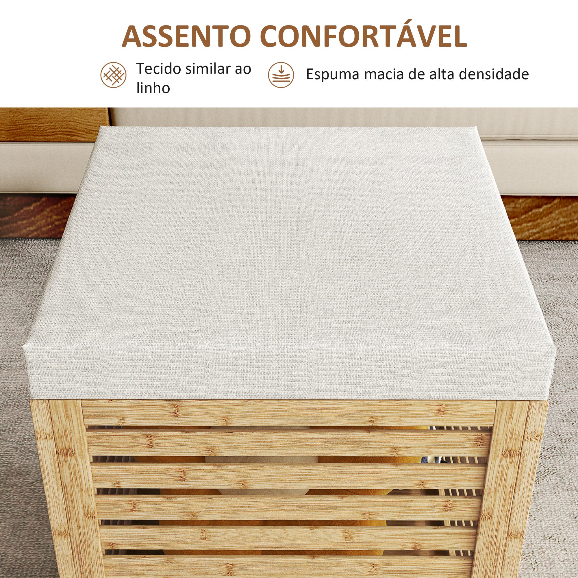 Banco com Armazenamento – 40x40x47 cm – Cinza – Madeira