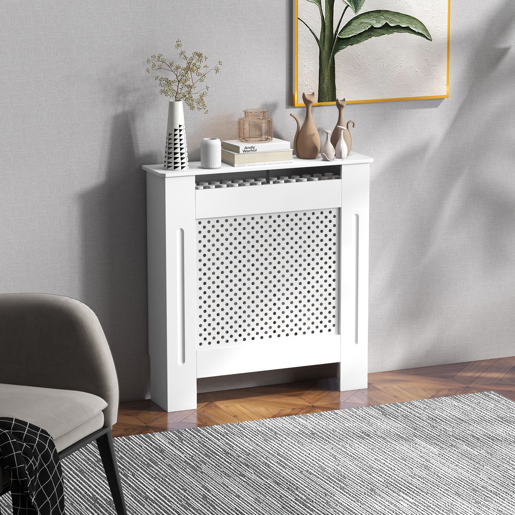 Cobertura de Radiador MDF Branco 78x19x82 cm