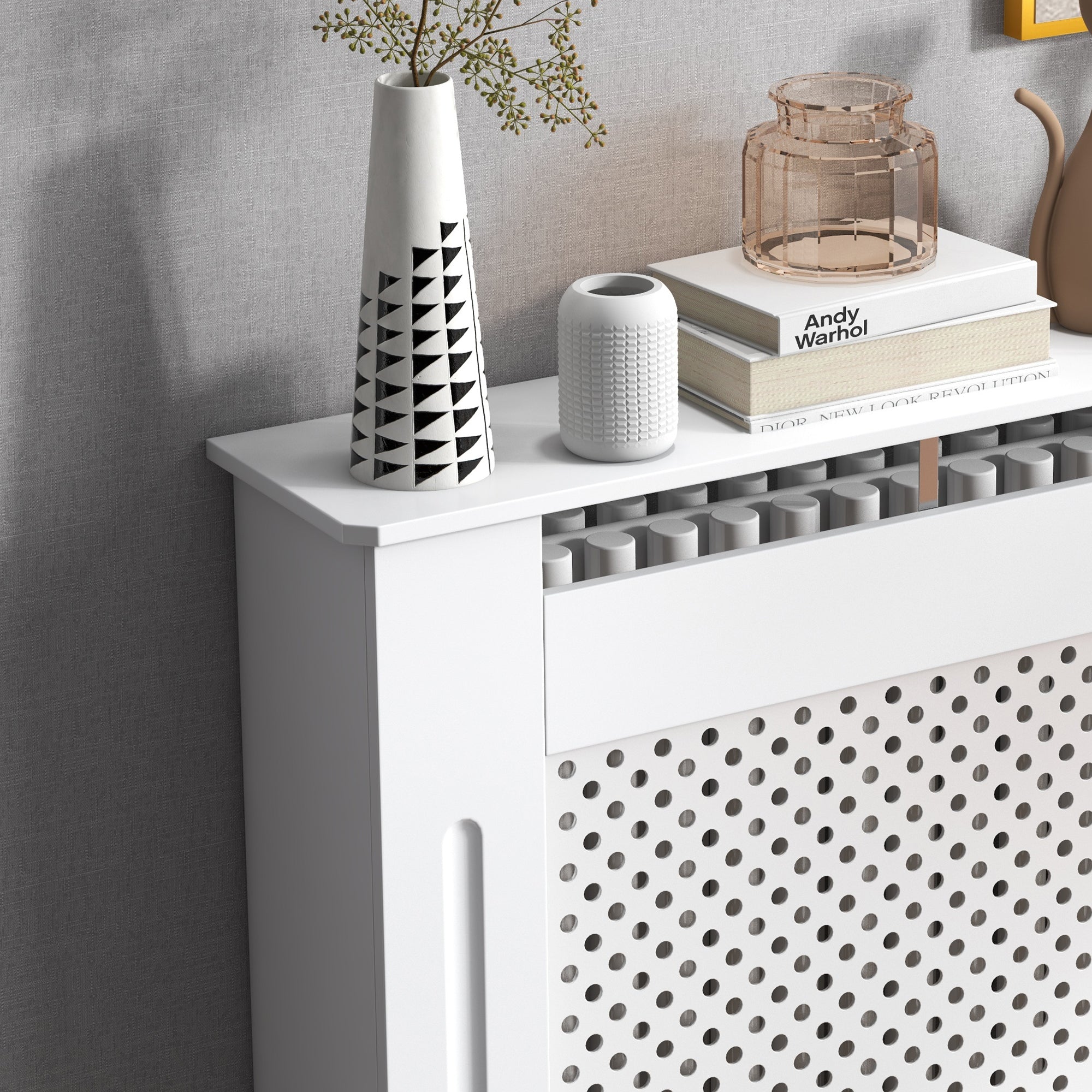 Cobertura de Radiador MDF Branco 78x19x82 cm
