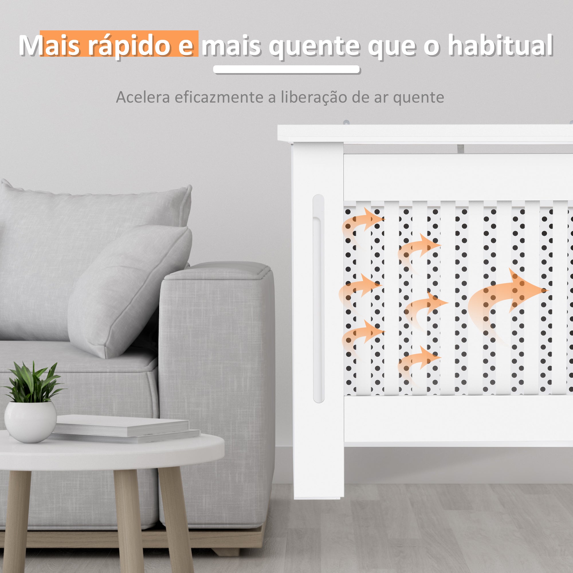 Cobertura de Radiador MDF Branco 78x19x82 cm