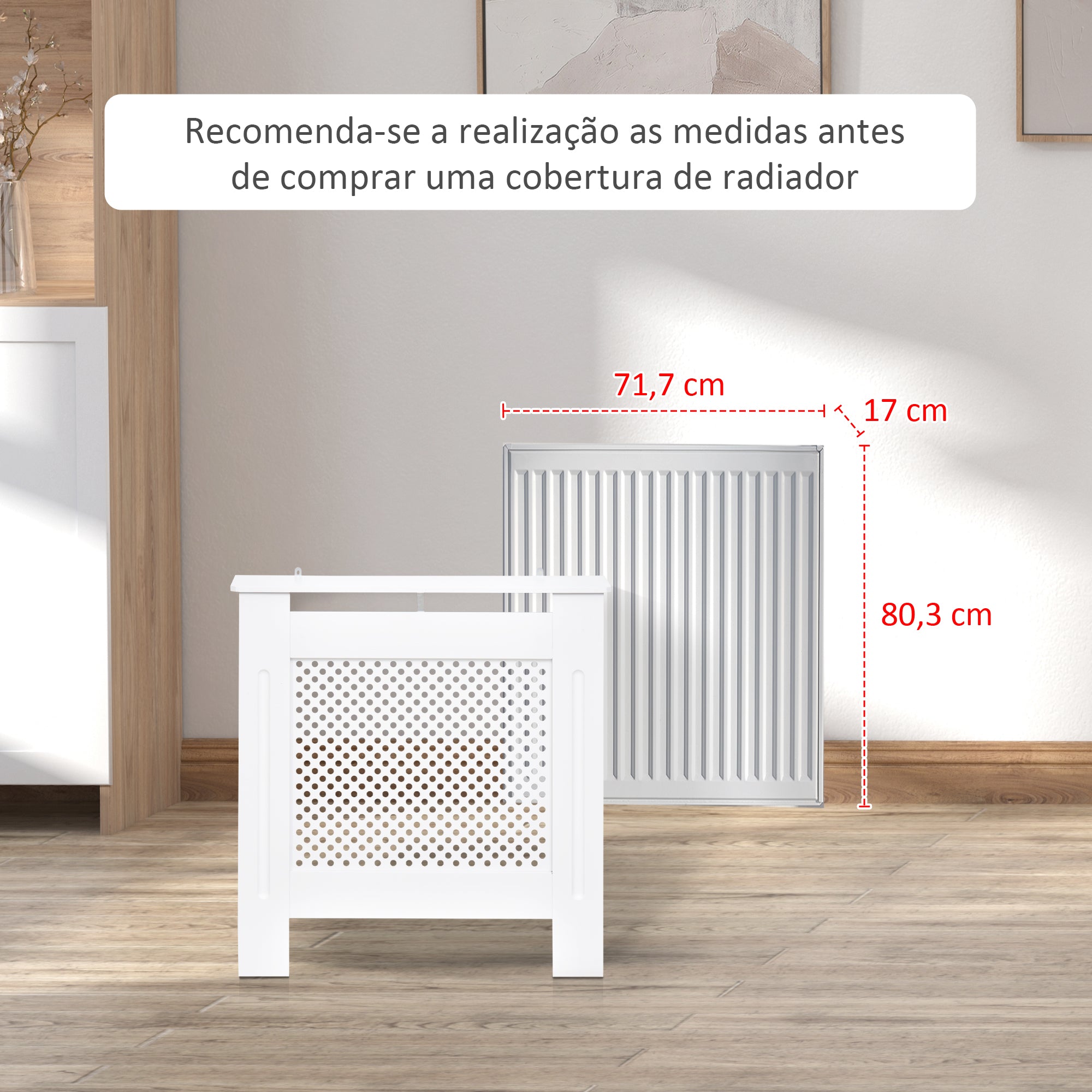 Cobertura de Radiador MDF Branco 78x19x82 cm