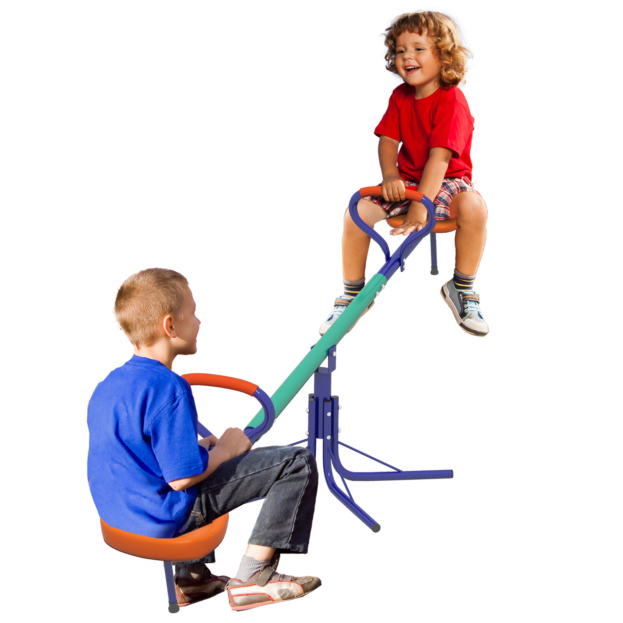 Baloiço para Crianças Multicor 192x60x60 cm - Sobe e Desce Infantil Giratório 360°