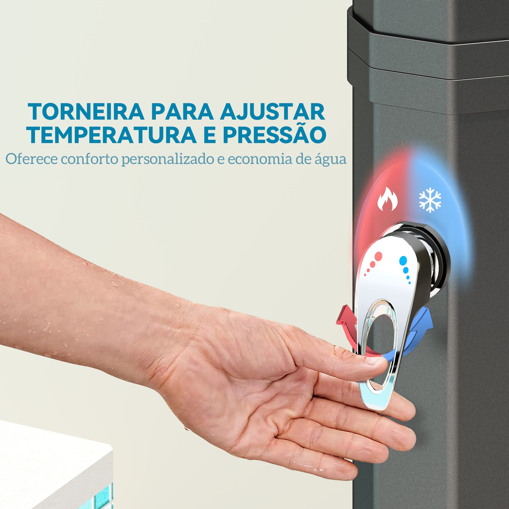 Duche de Jardim Solar Preto 73x18x217 cm - Água Quente até 55°C