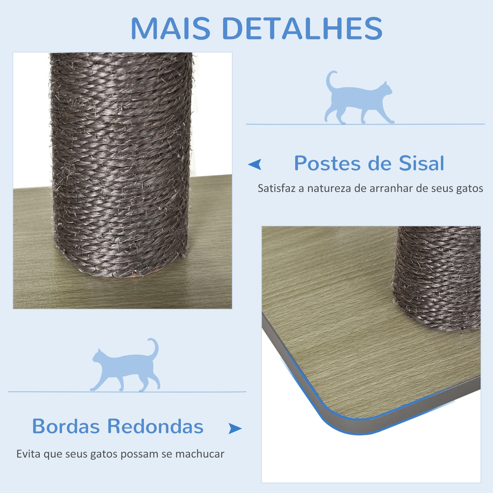 Árvore Arranhadora para Gatos 71,5x49,5x120cm Cinzento
