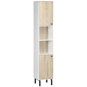 Coluna Casa de Banho 31,5x30x169 cm Branco e Carvalho