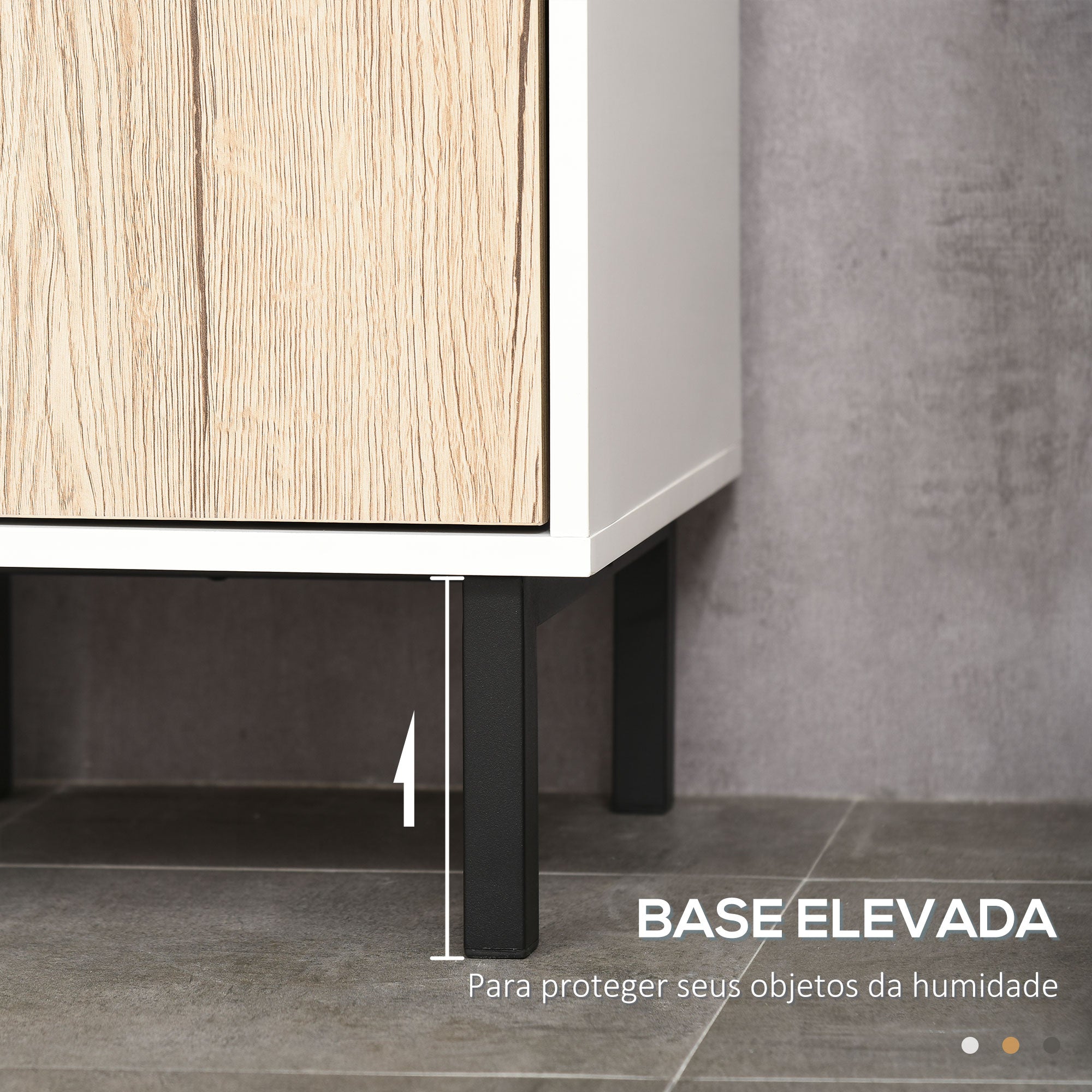 Coluna Casa de Banho 31,5x30x169 cm Branco e Carvalho