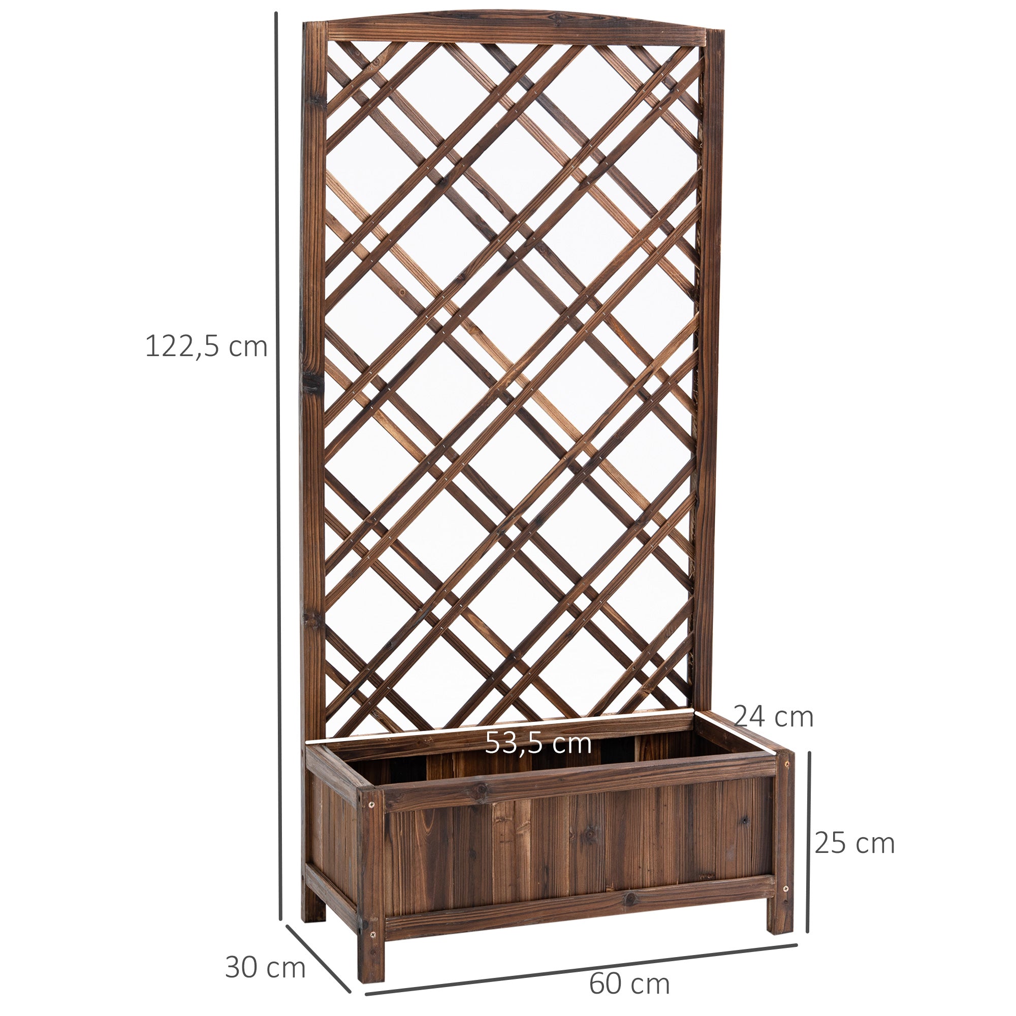 Floreira de Madeira com Treliça 60x30x122,5cm - Marrom