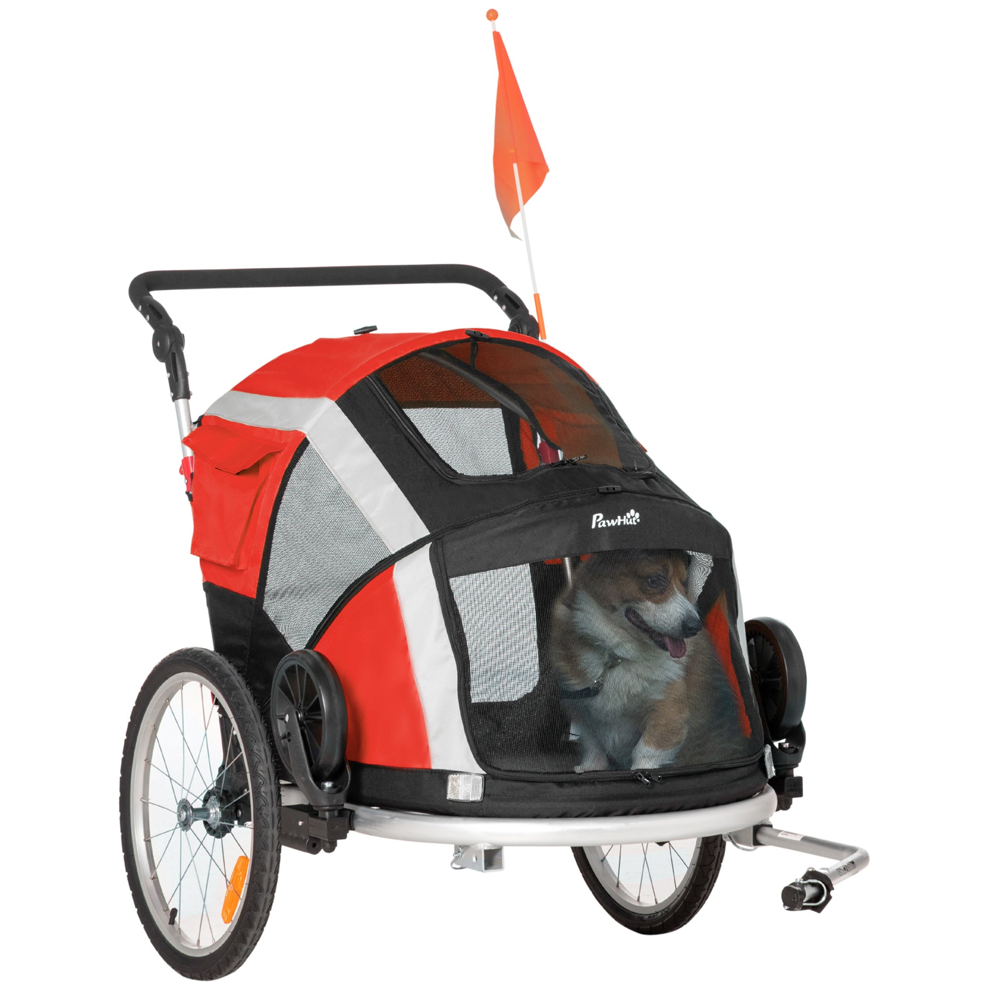 Reboque de Bicicleta para Cães Vermelho 150x82x108cm