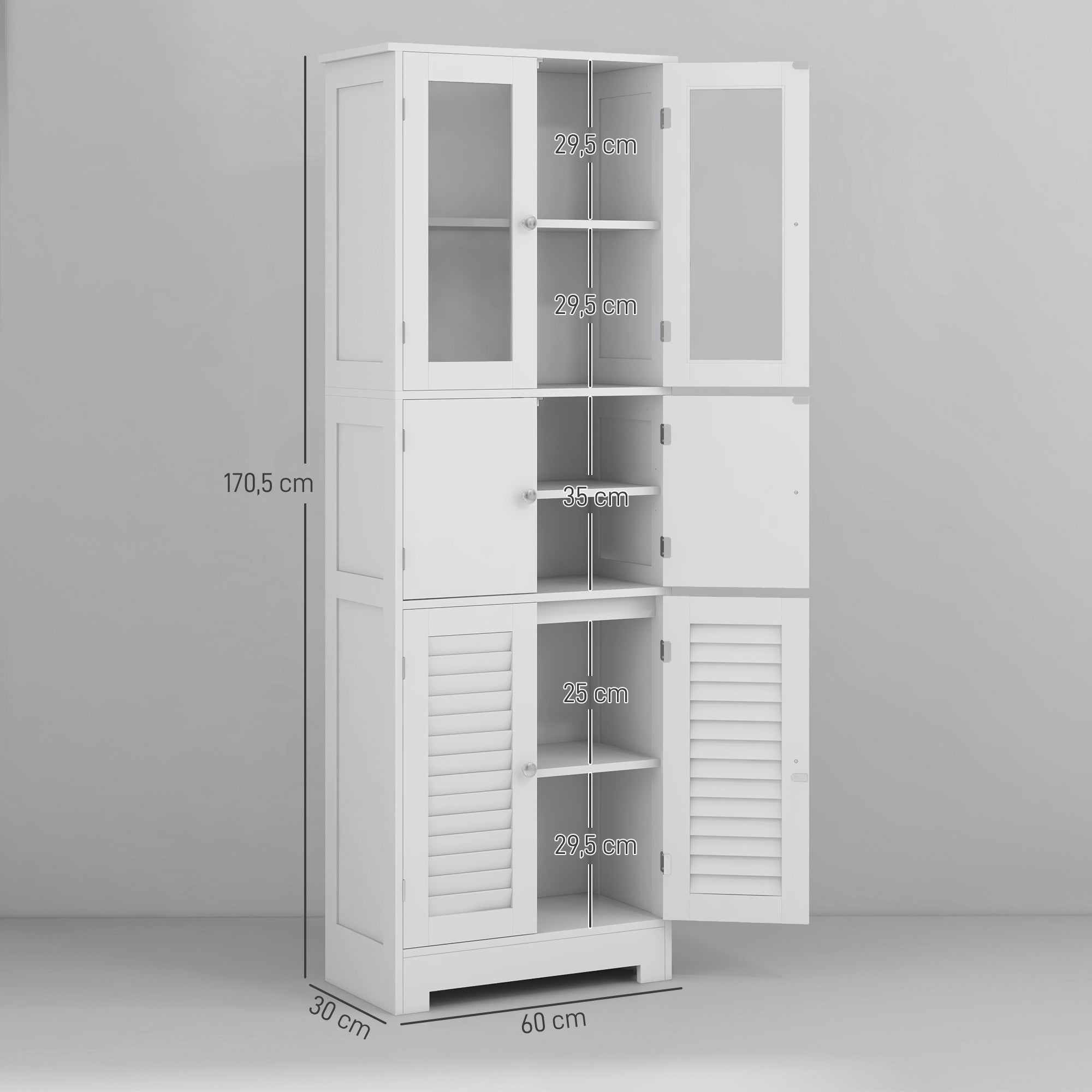 Armário de Casa de Banho Moderno 60x30x170,5 cm - Branco