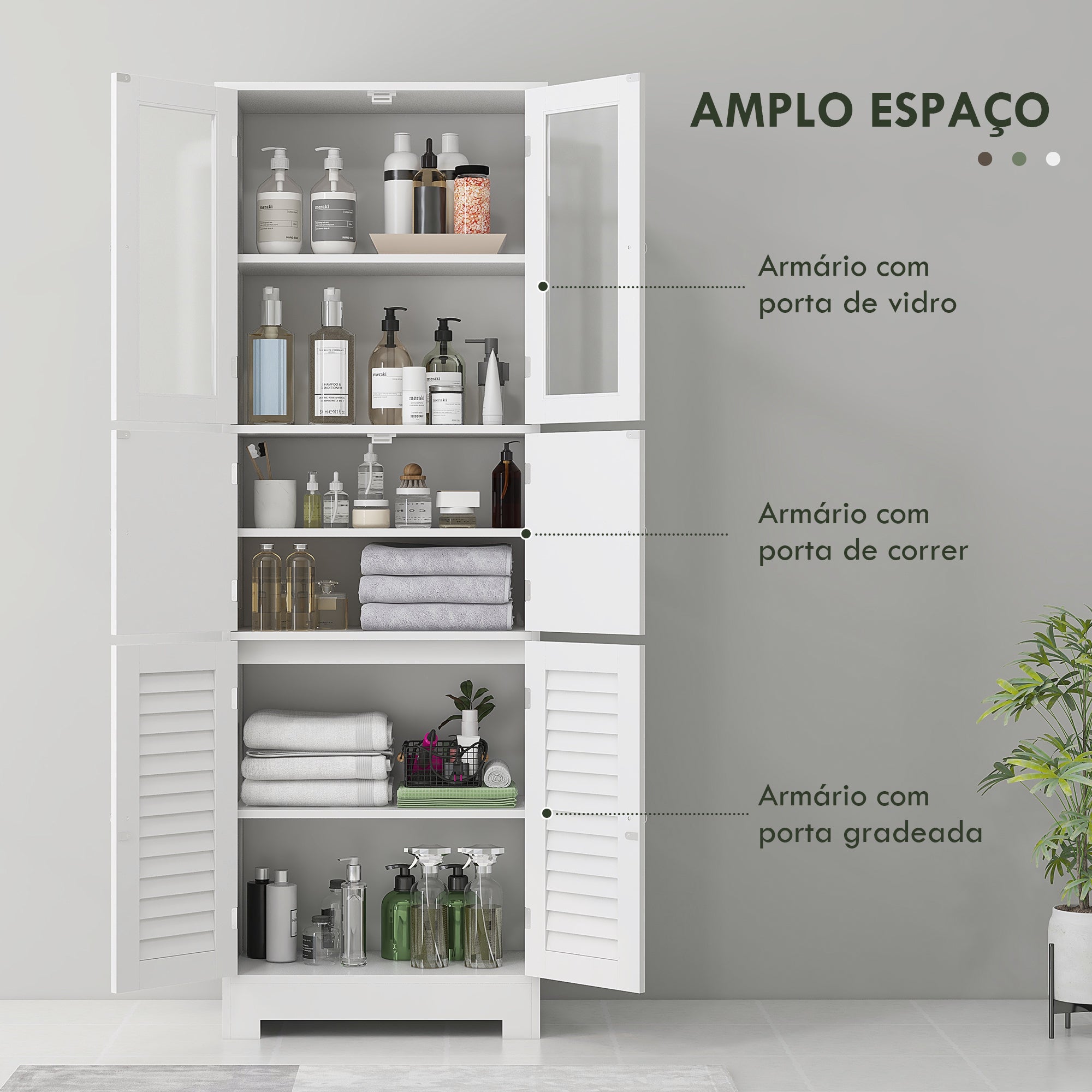 Armário de Casa de Banho Moderno 60x30x170,5 cm - Branco