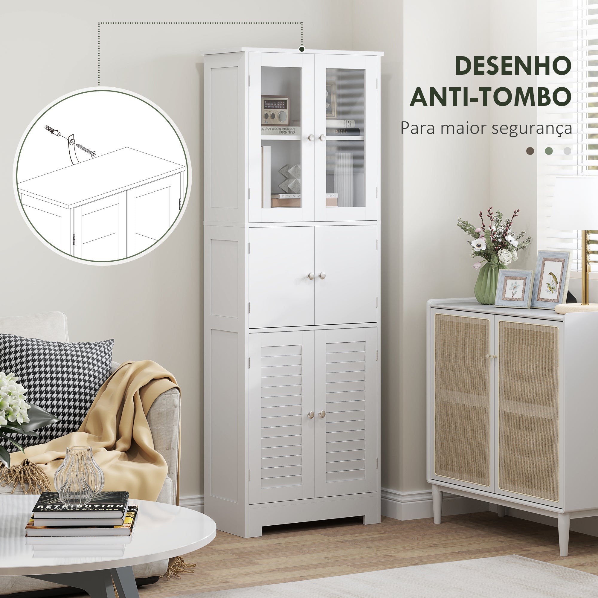 Armário de Casa de Banho Moderno 60x30x170,5 cm - Branco