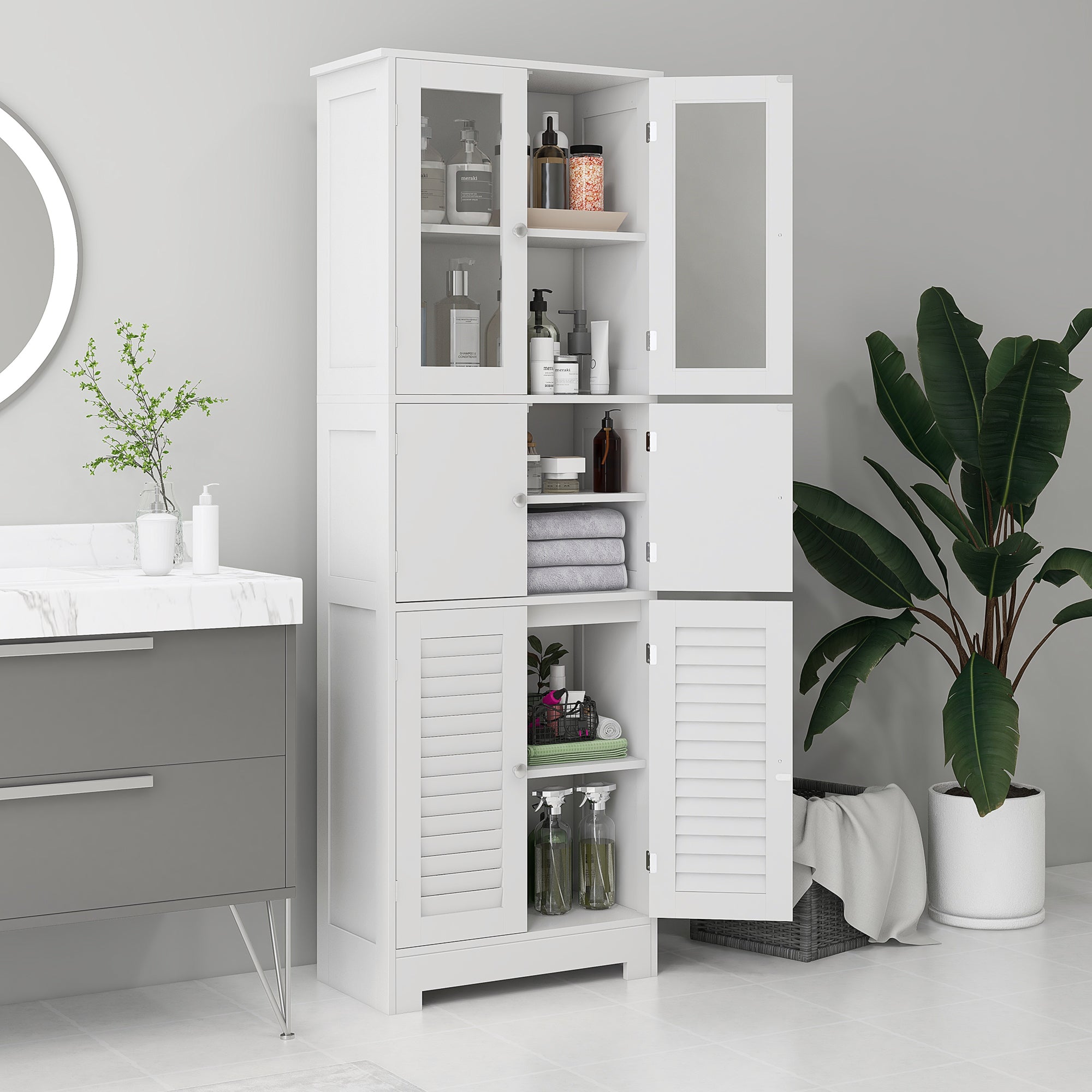 Armário de Casa de Banho Moderno 60x30x170,5 cm - Branco