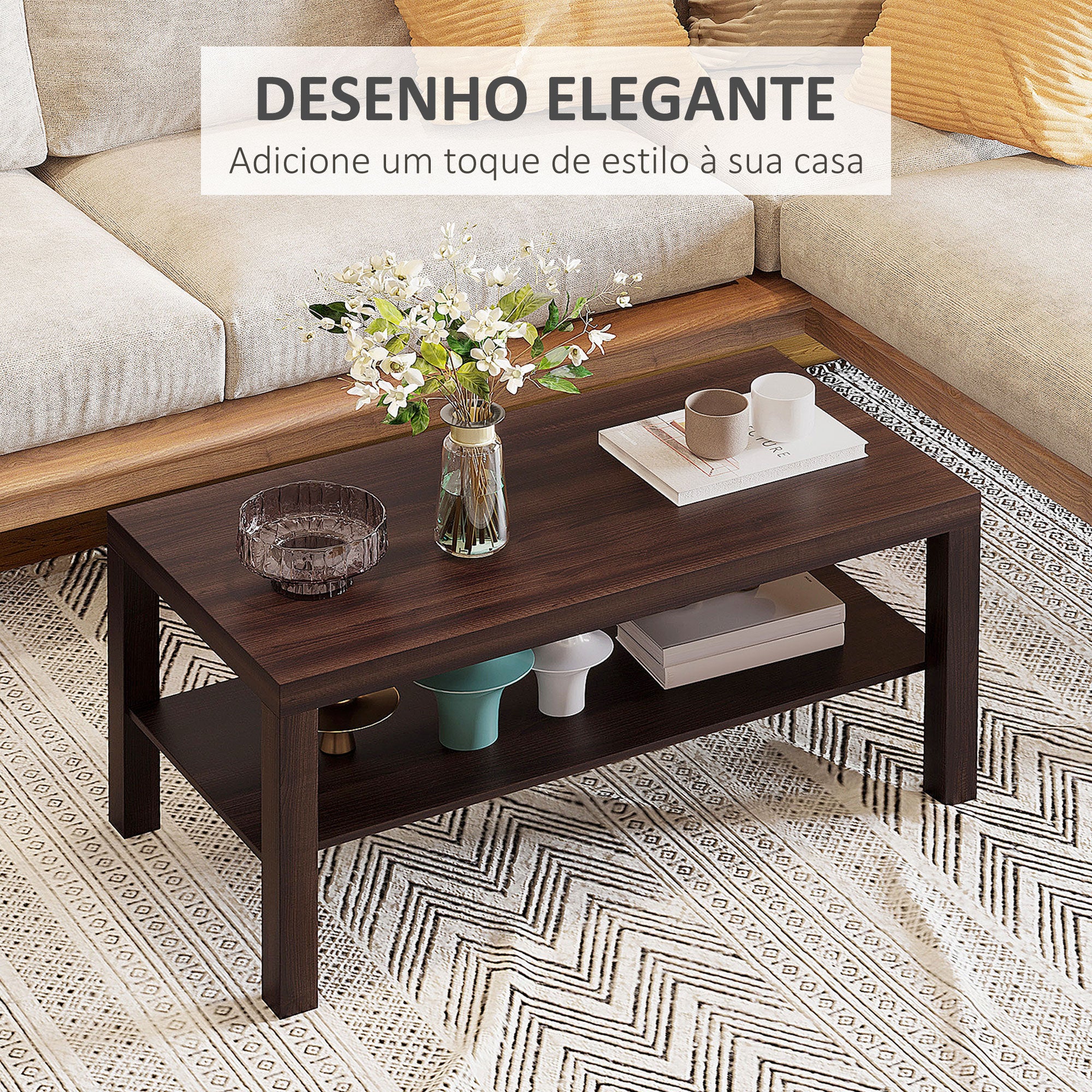 Mesa de Centro 90x45x44,5 cm Cor Nogueira