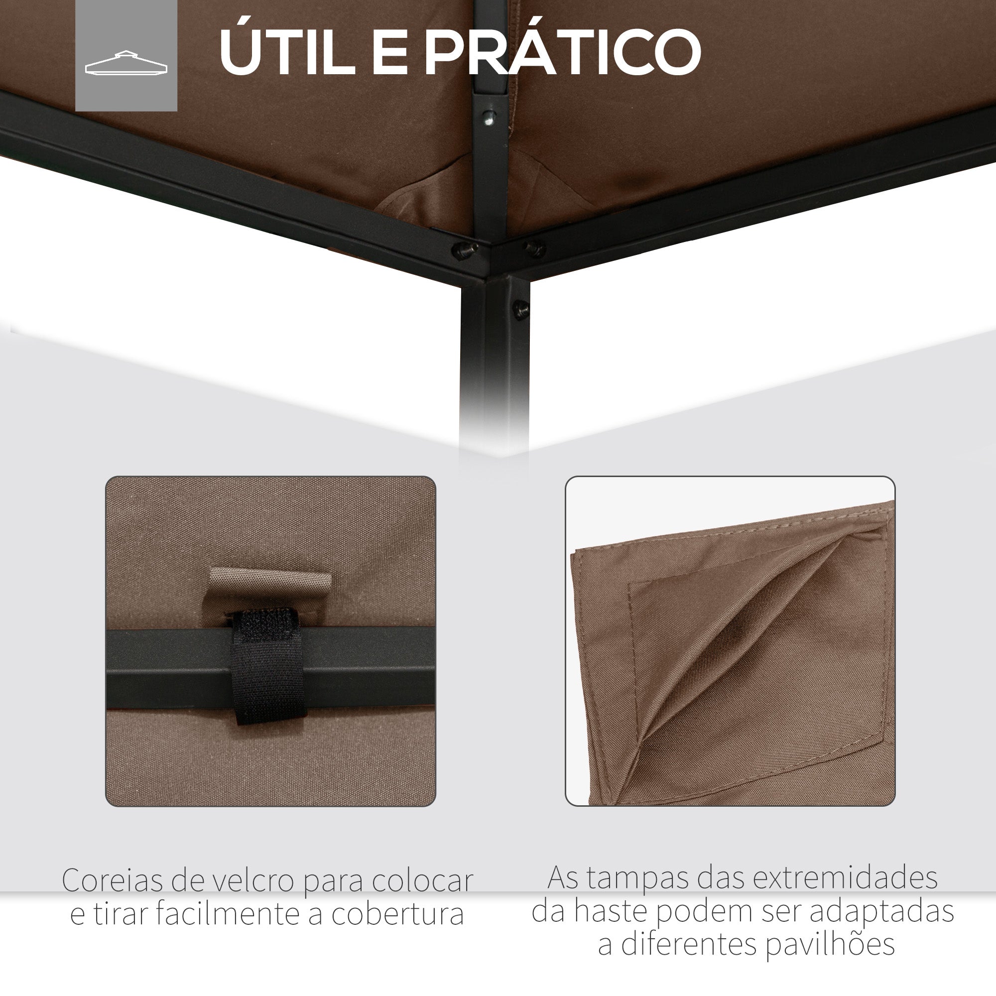 Toldo Café 3x3 m com 8 Orifícios de Drenagem e Ventilação
