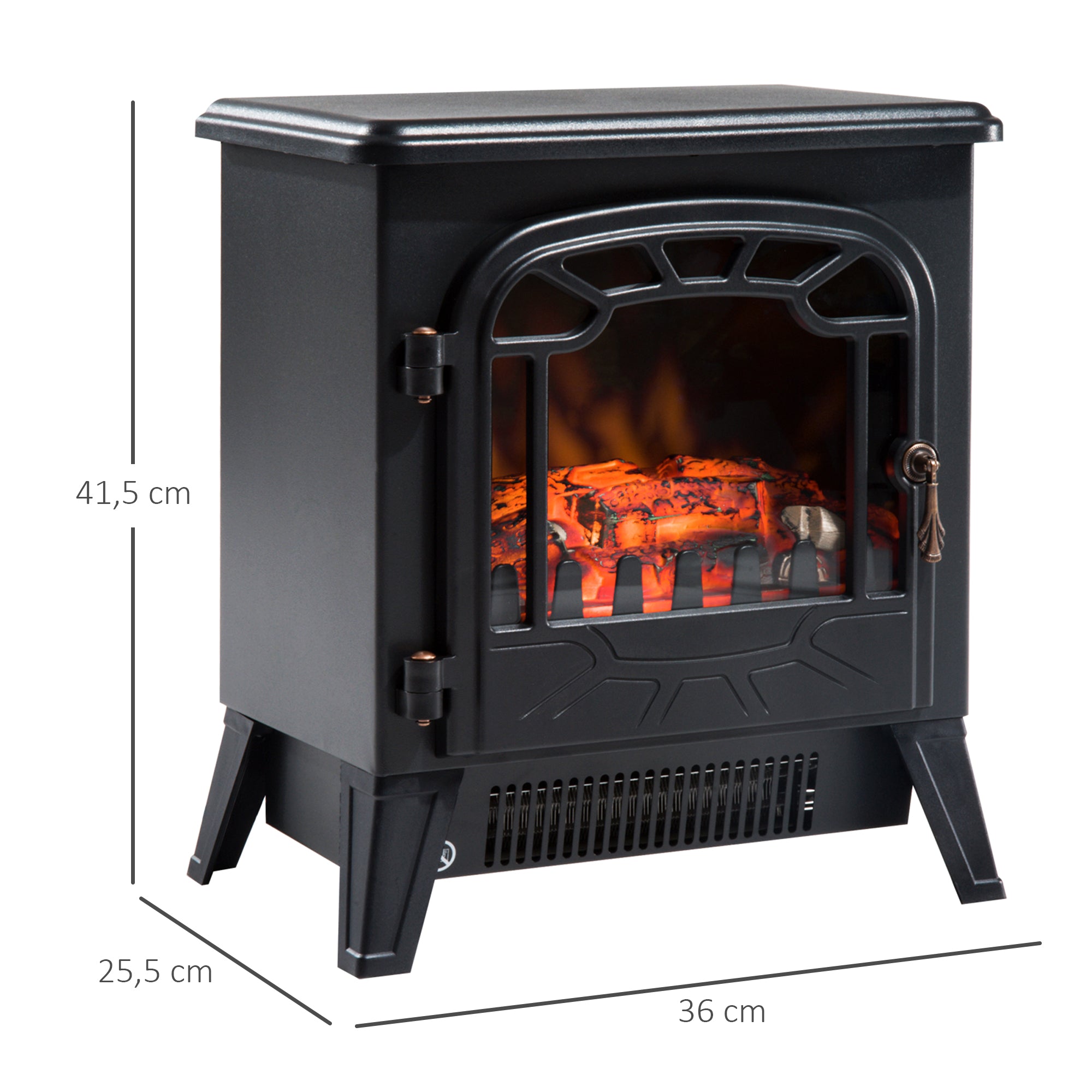 Lareira Elétrica Elegante 36x25,5x41,5cm Preto