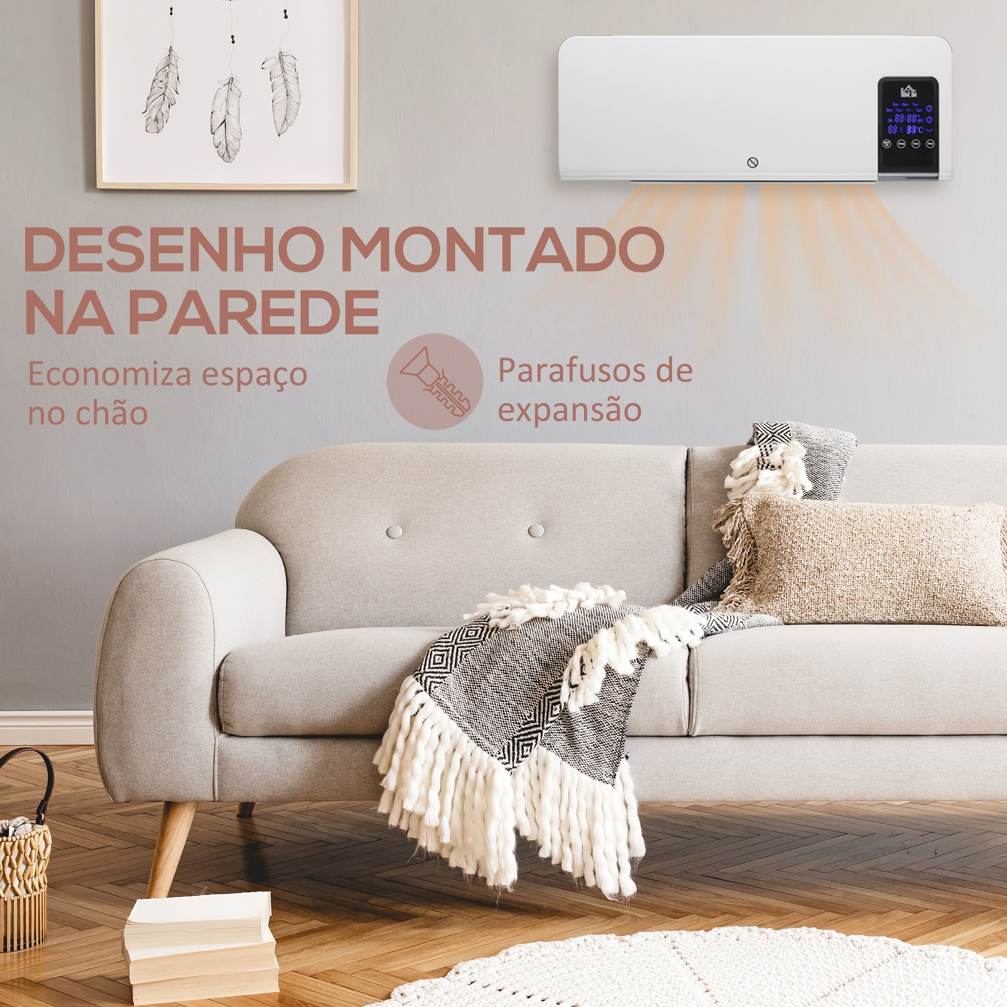 Aquecedor Elétrico de Parede 1000W/2000W Branco 54,5x12x21,5 cm