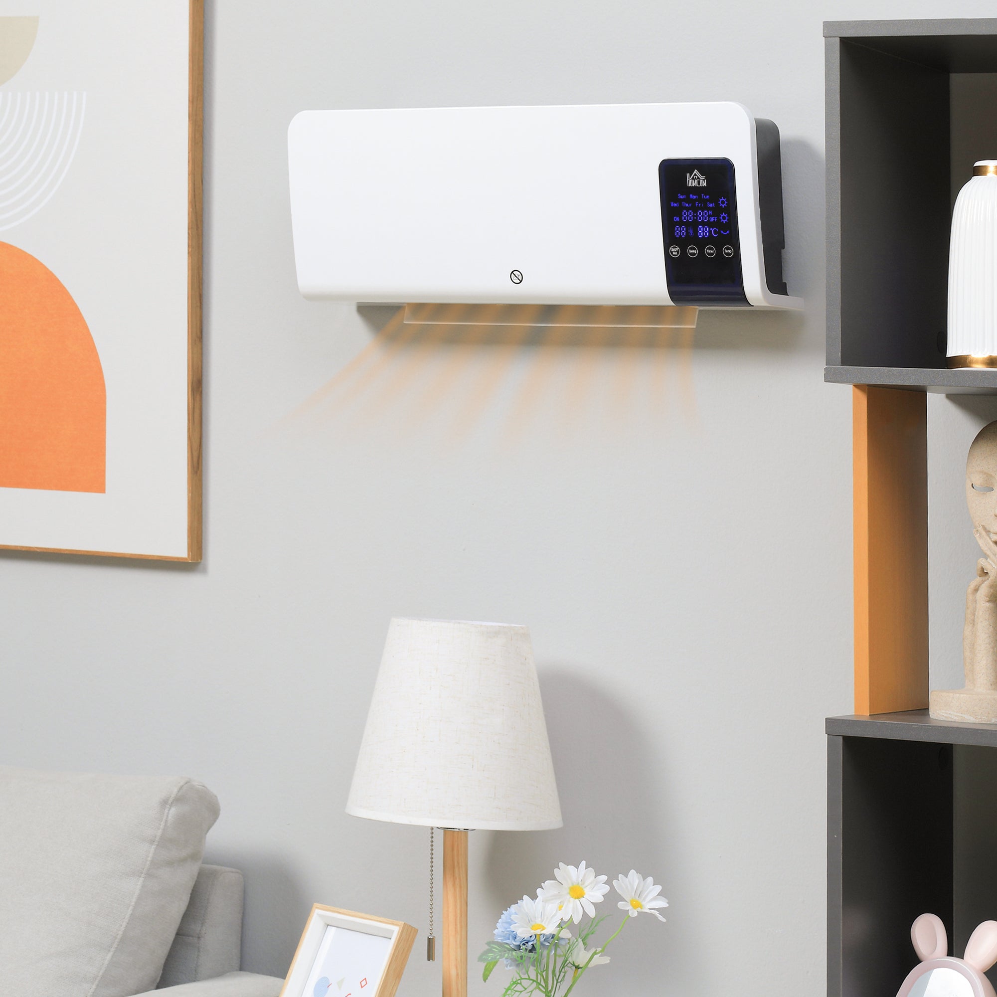Aquecedor Elétrico de Parede 1000W/2000W Branco 54,5x12x21,5 cm