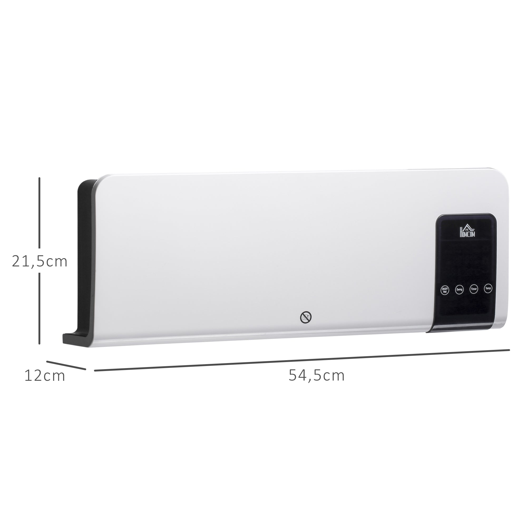 Aquecedor Elétrico de Parede 1000W/2000W Branco 54,5x12x21,5 cm