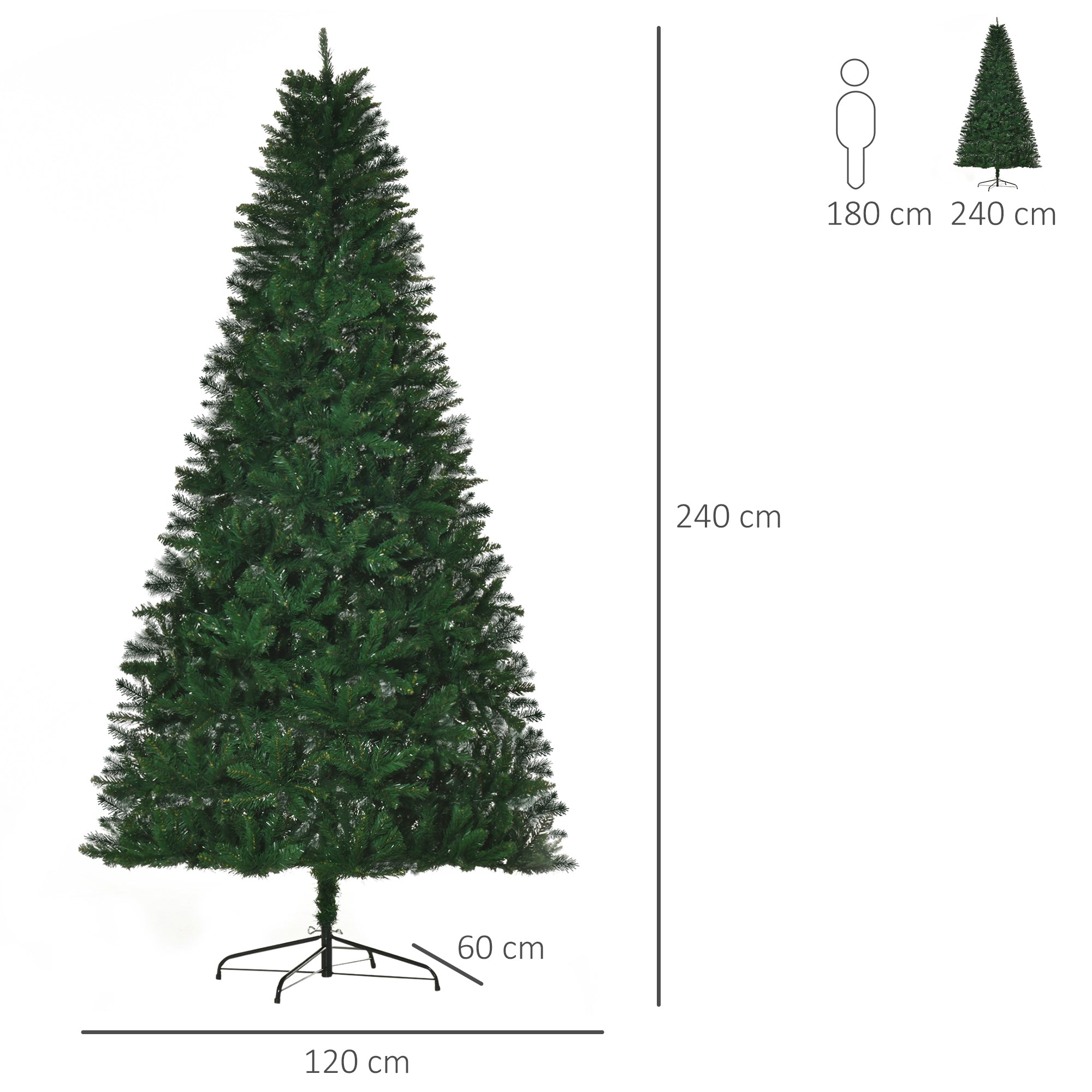 Árvore de Natal Artificial – 240cm – Verde – PVC