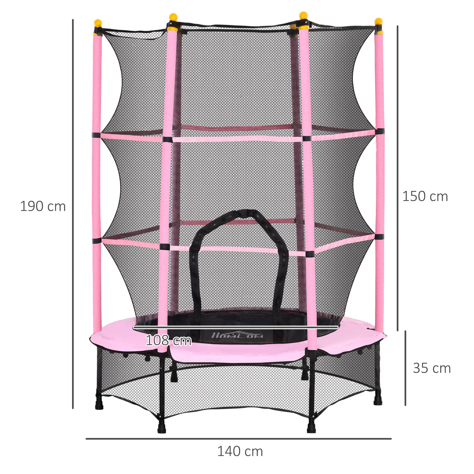 Trampolim Infantil Ø140x190 cm Rosa