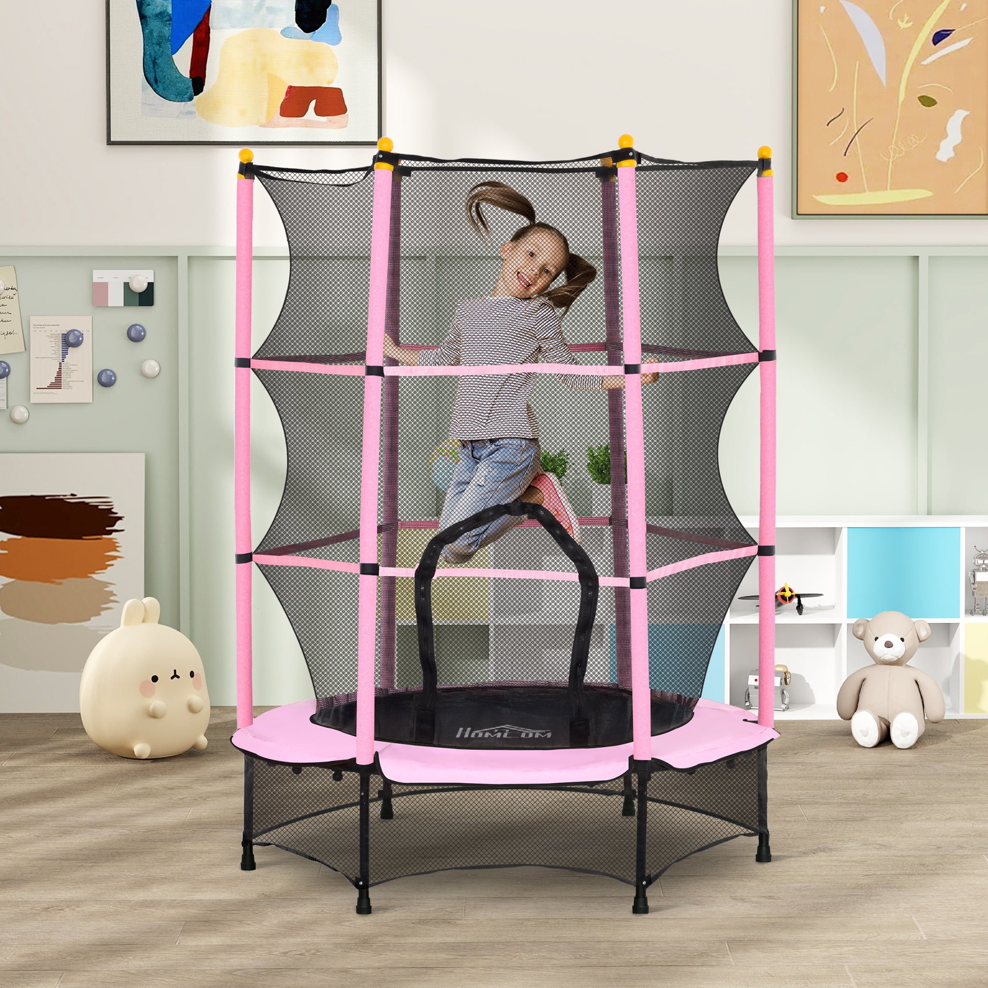 Trampolim Infantil Ø140x190 cm Rosa