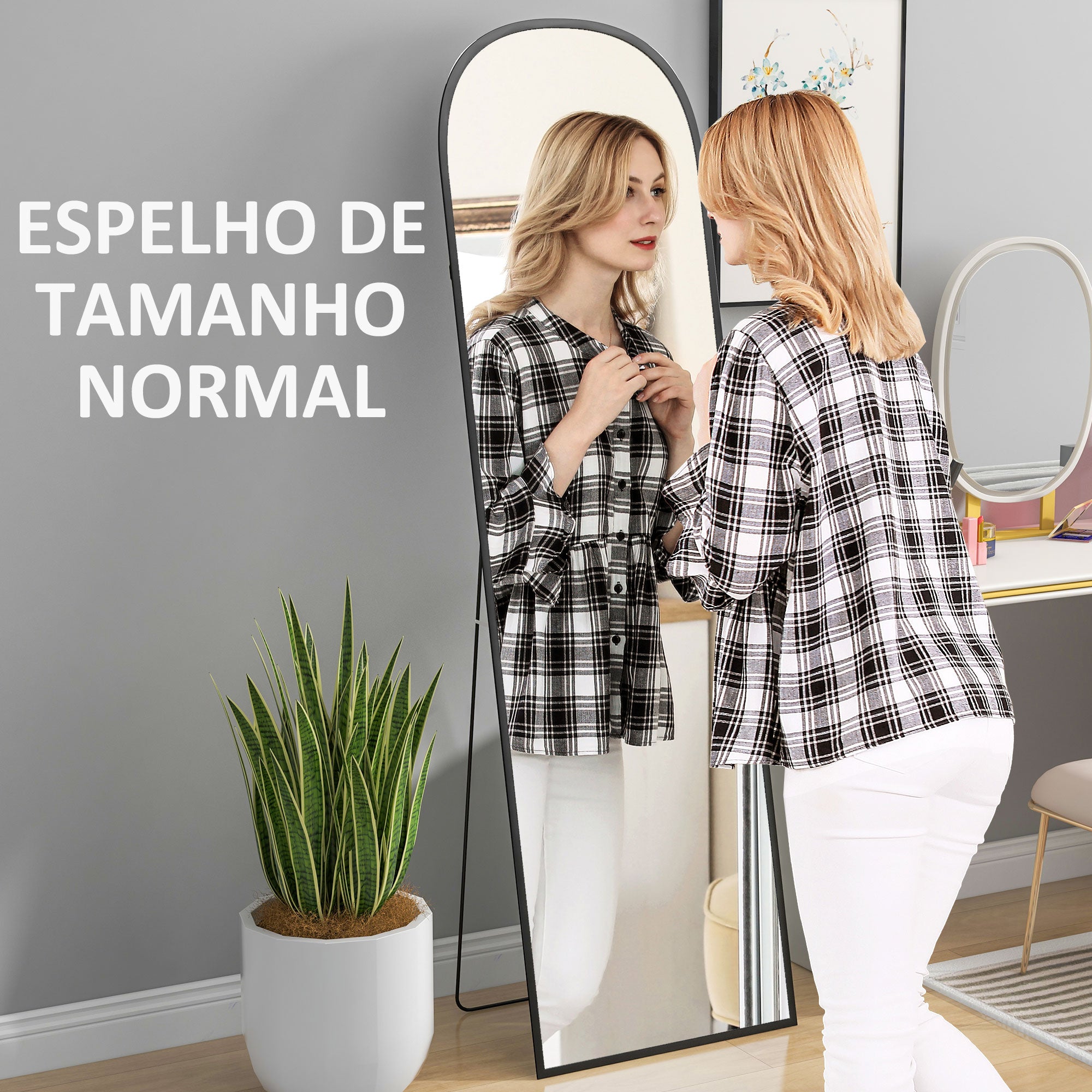 Espelho de Pé de Corpo Inteiro 50x170 cm - Preto