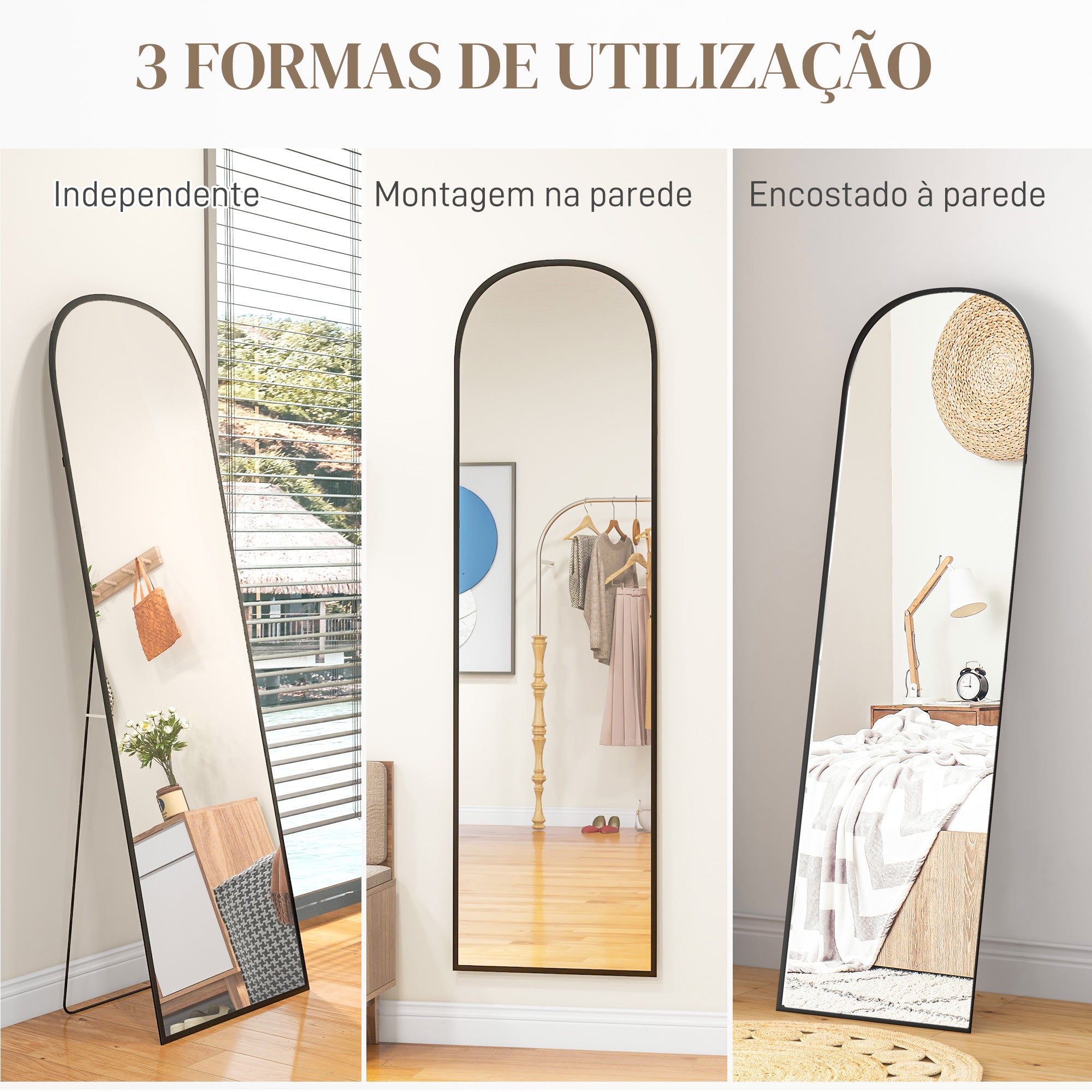 Espelho de Pé de Corpo Inteiro 50x170 cm - Preto