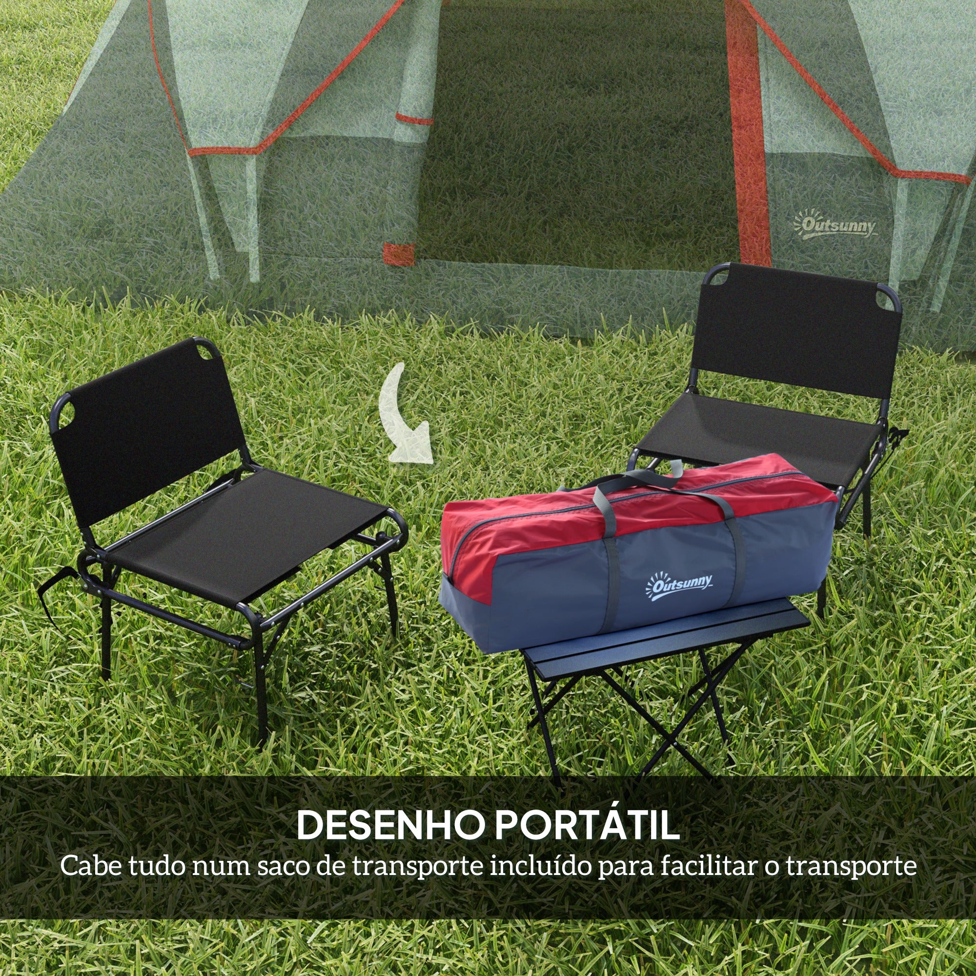 Tenda de Campismo para 4-5 Pessoas – 455x230x180cm – Azul Claro – Poliester