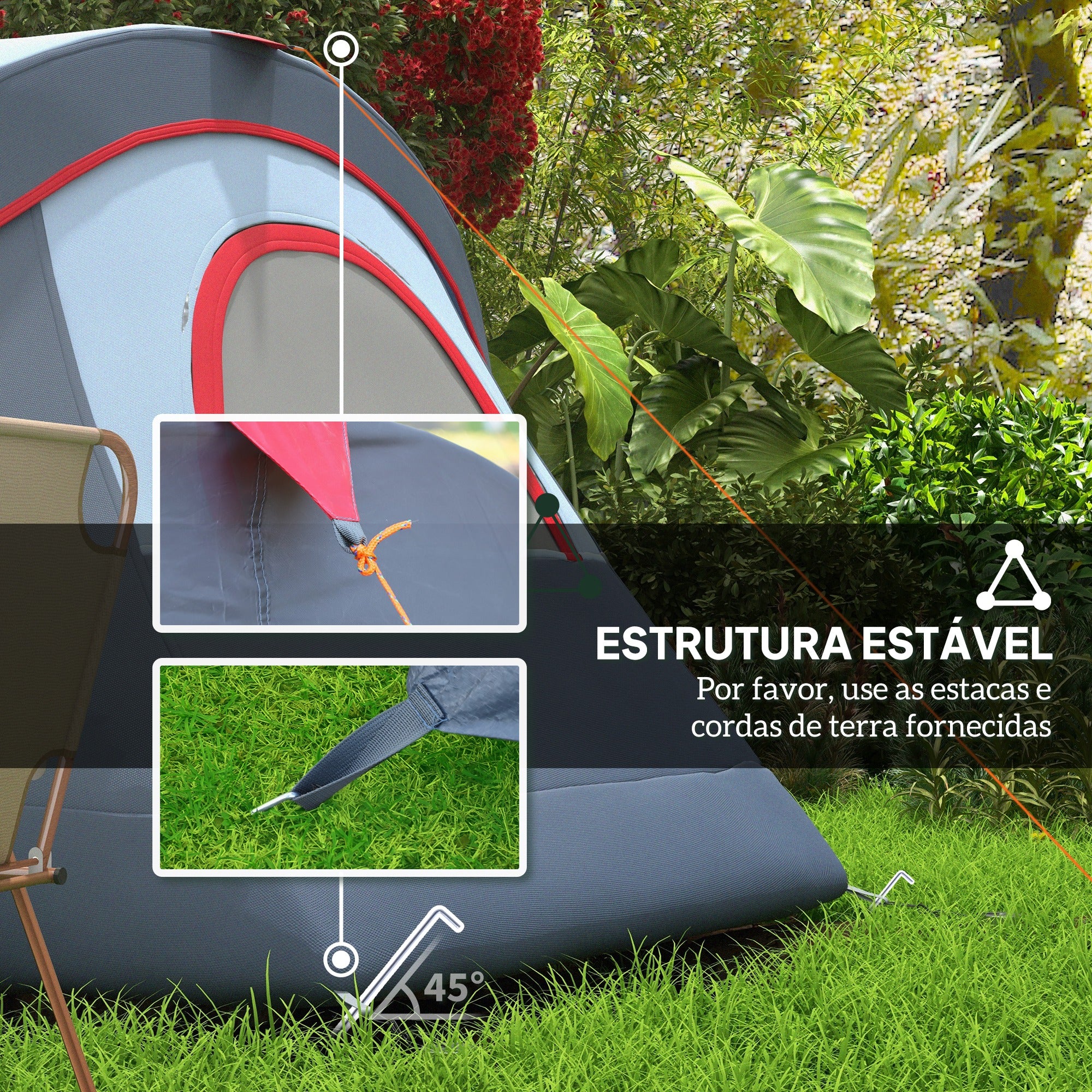 Tenda de Campismo para 4-5 Pessoas – 455x230x180cm – Azul Claro – Poliester