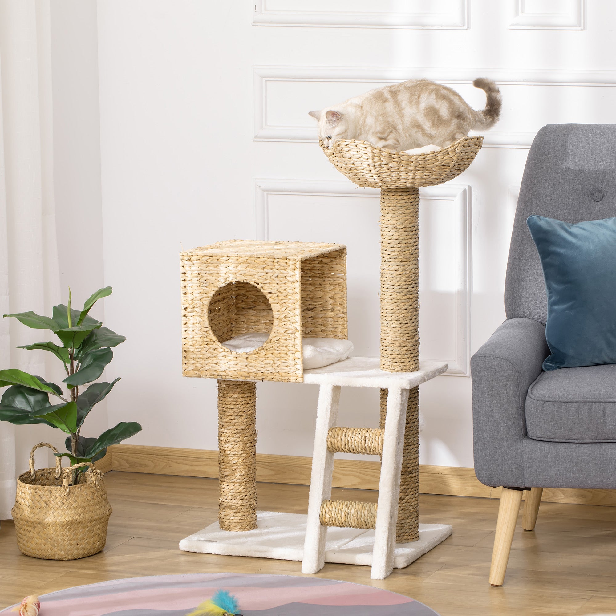 Arranhador para Gatos Médio Bege 57x37x100.5 cm