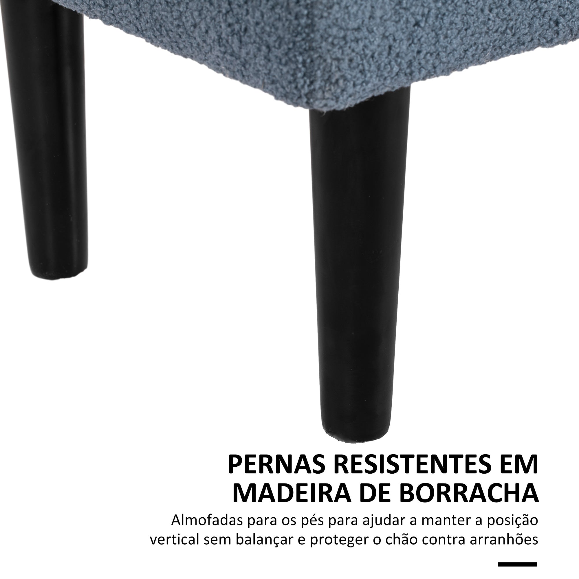 Banco de Armazenamento Moderno – 95x38x45 cm – Azul – Lã, Espuma e Madeira de Borracha