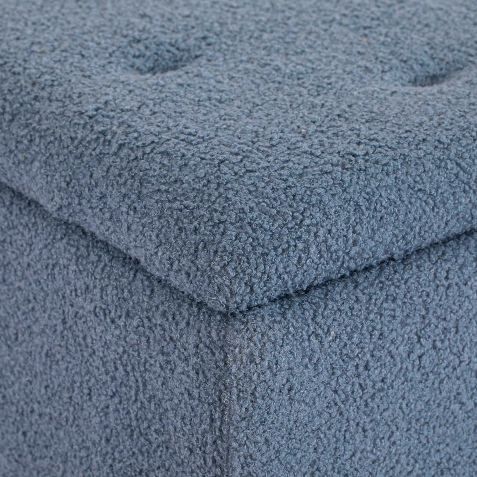 Banco de Armazenamento Moderno – 95x38x45 cm – Azul – Lã, Espuma e Madeira de Borracha