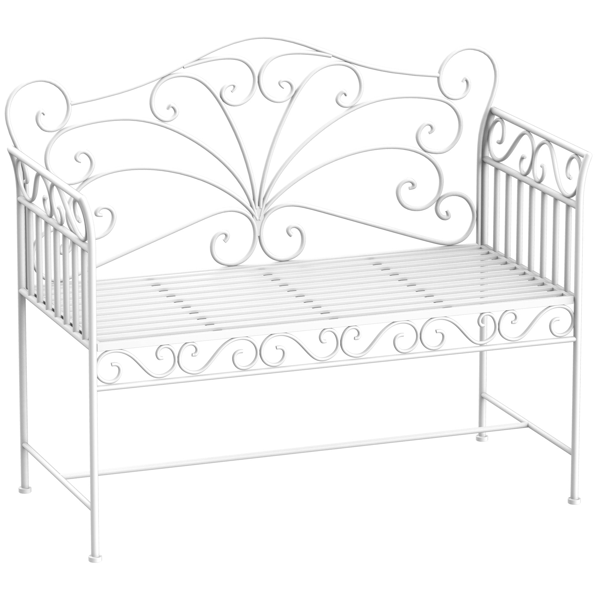 Banco de Jardim de 2 Lugares 113,5x50x93,5cm Cor Creme Branco