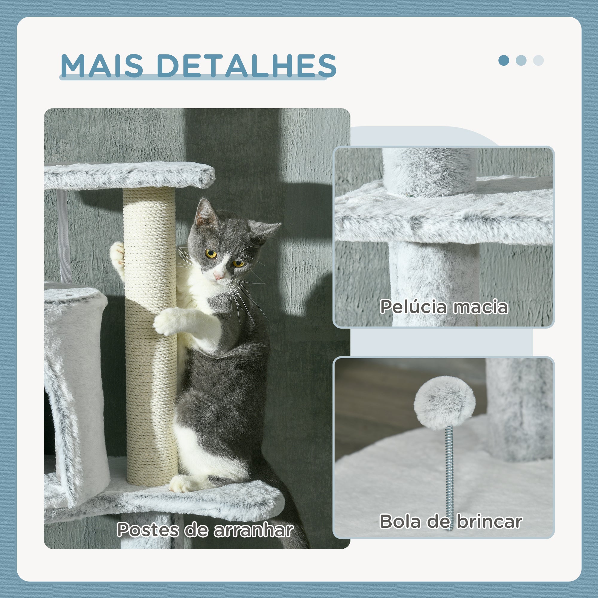 Arranhador para Gatos Ø60x225-255 cm - Cinzento