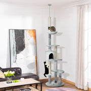 Arranhador para Gatos – Ø60x225-255 cm – Cinzento – Aglomerado de madeira