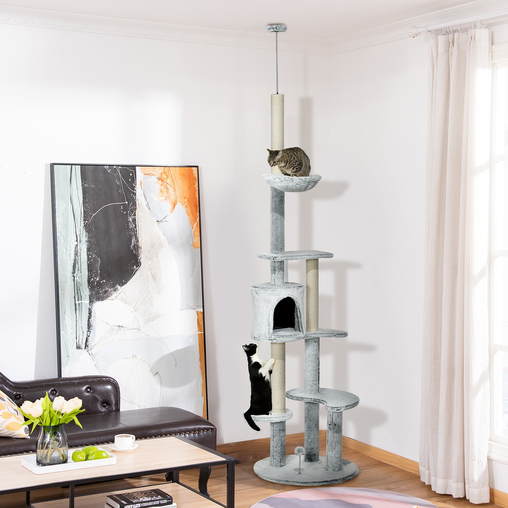 Arranhador para Gatos Ø60x225-255 cm - Cinzento