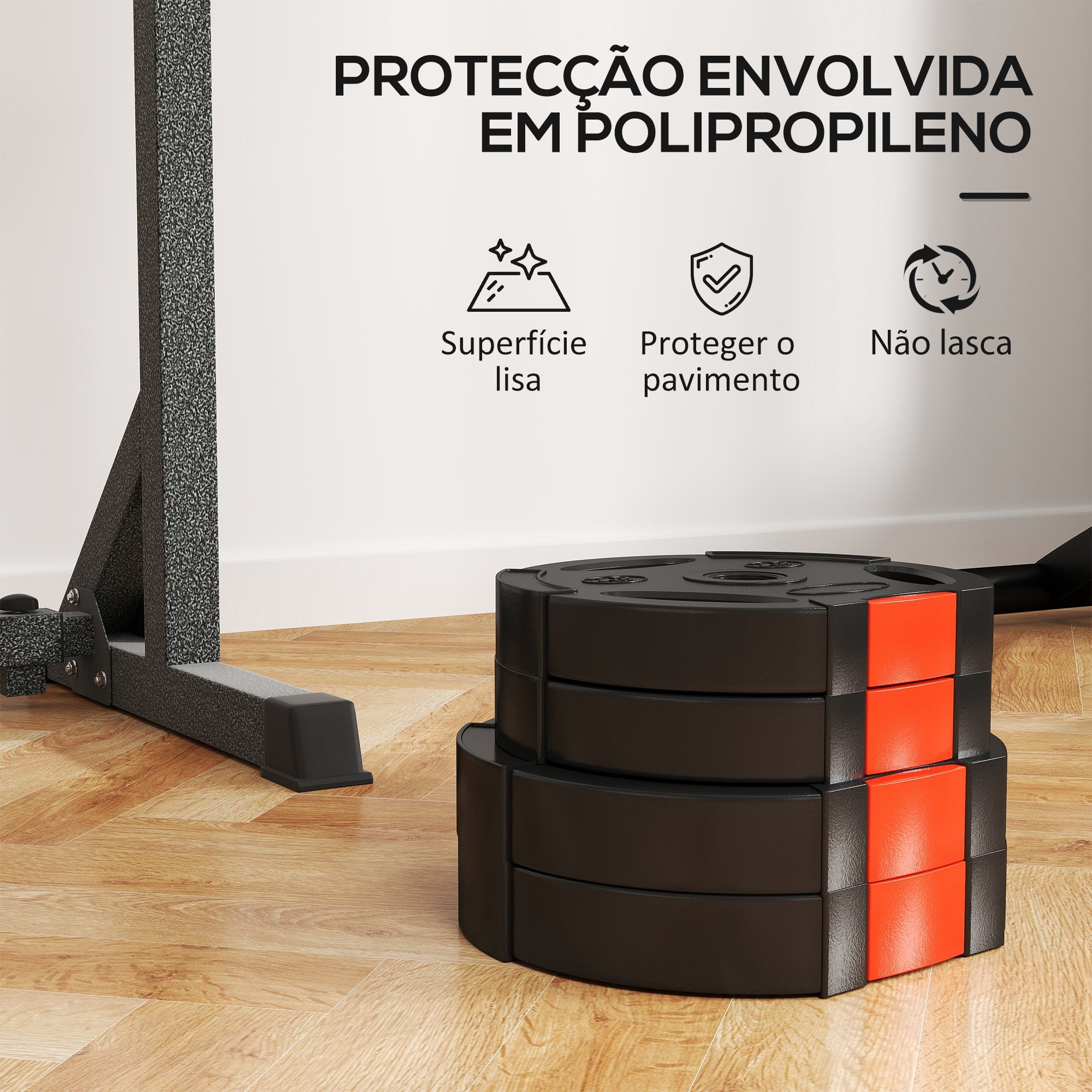 Conjunto de Discos de Pesos – 5 kg e 2,5 kg – Preto – Polipropileno e areia