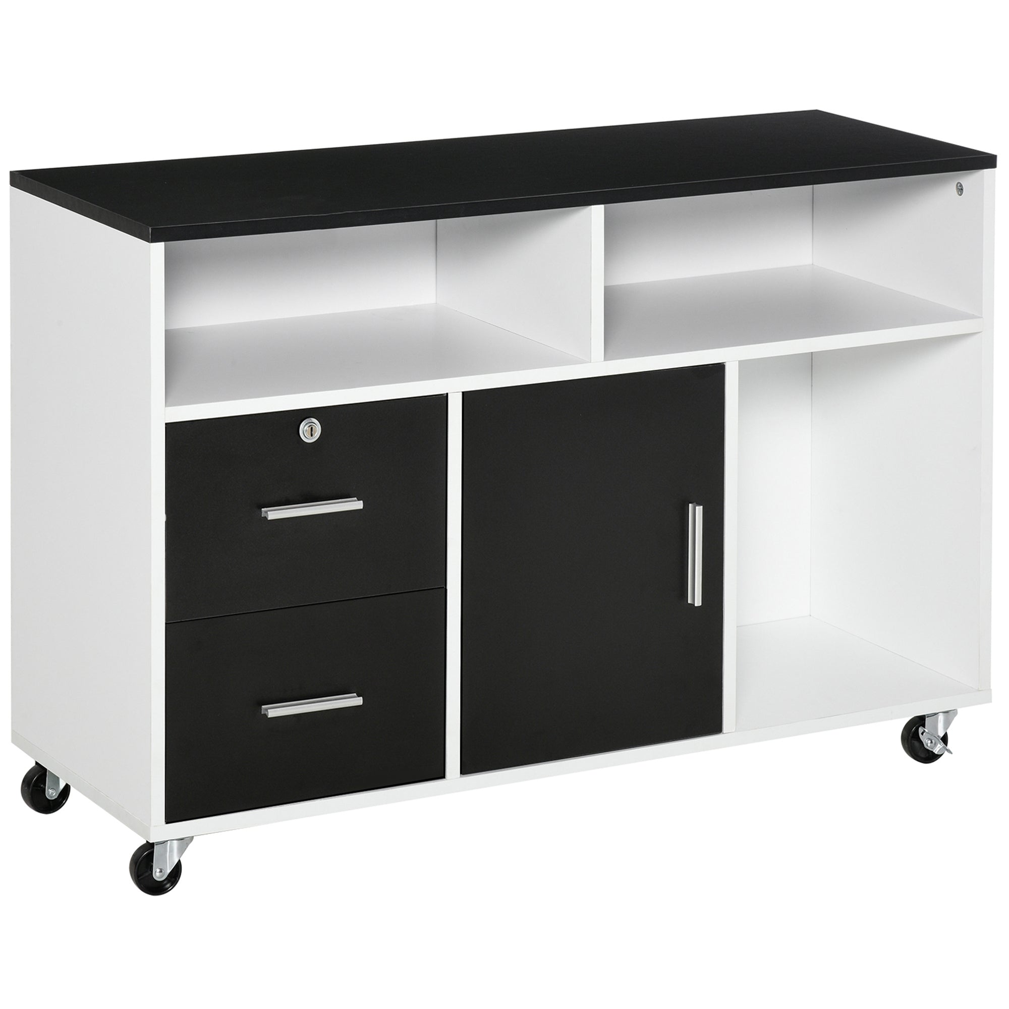 Móvel Auxiliar de Escritório Multiuso 100x35x65 cm Preto e Branco