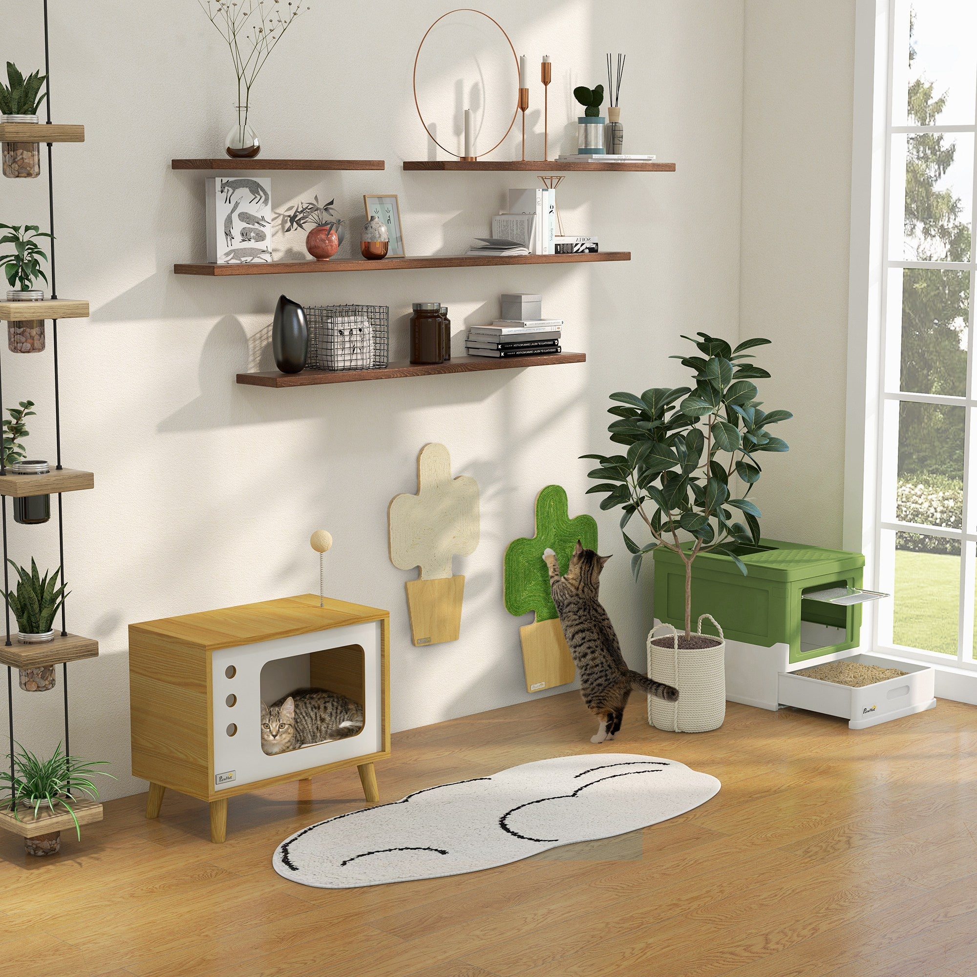 Caixa de Areia para Gatos Verde Claro 47,5x35,5x36,7cm - Privacidade e Conforto para o seu Felino