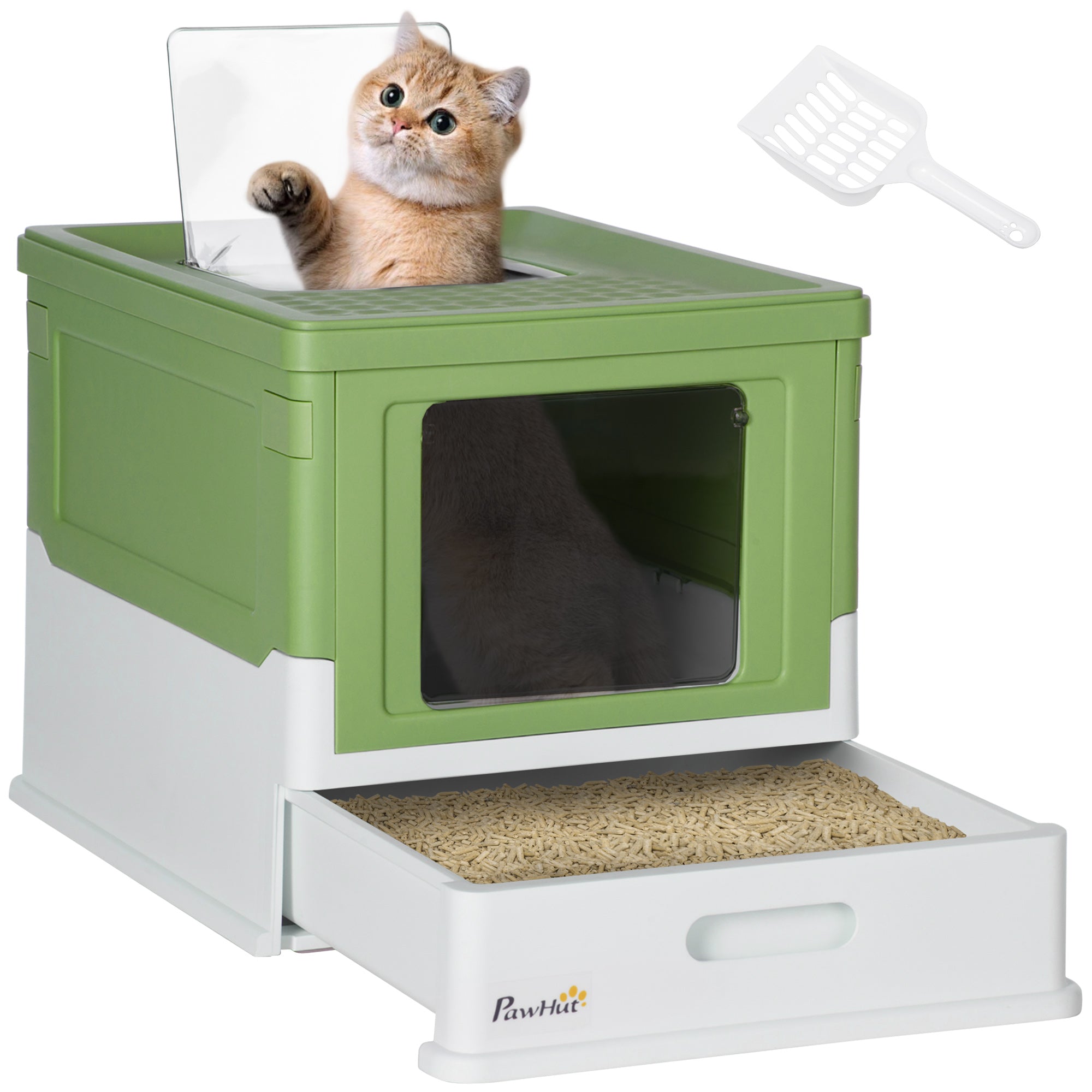 Caixa de Areia para Gatos Verde Claro 47,5x35,5x36,7cm - Privacidade e Conforto para o seu Felino
