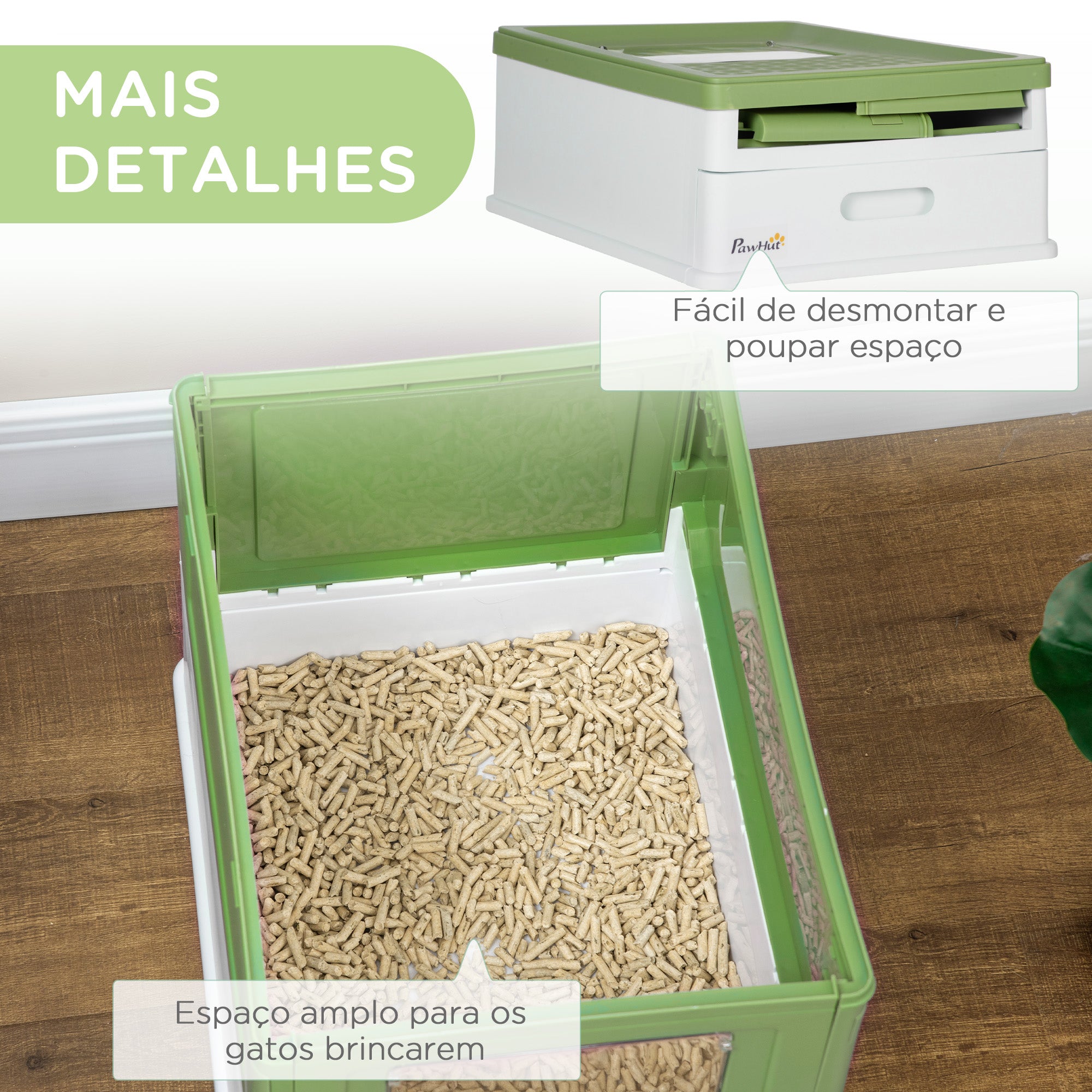 Caixa de Areia para Gatos Verde Claro 47,5x35,5x36,7cm - Privacidade e Conforto para o seu Felino