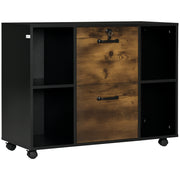 Armário para Impressora com 2 Gavetas e Rodas 90x37,5x68,5 cm - Castanho Rústico