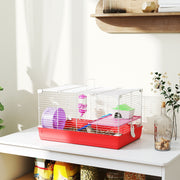Gaiola para Hamster Casa 47x30x27cm - Branco e Vermelho